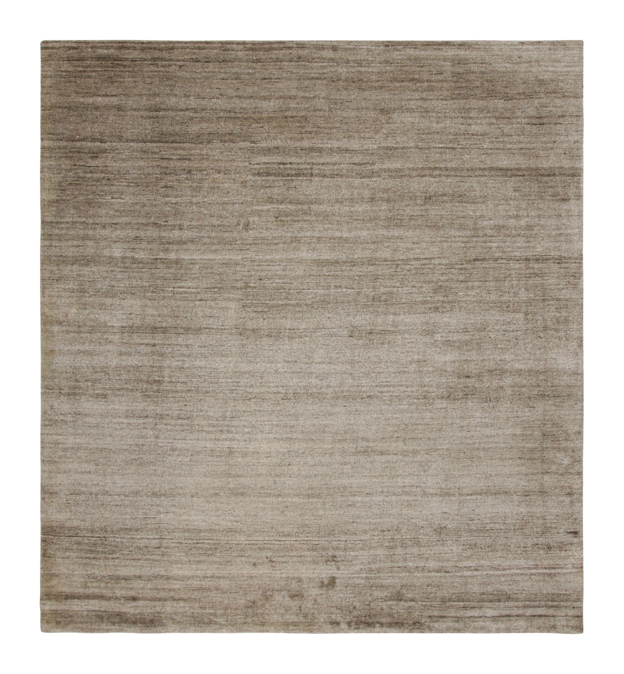 Modern Rug & Kilim’s Contemporary Textural Rug in Beige-Brown Tones and Striae For Sale