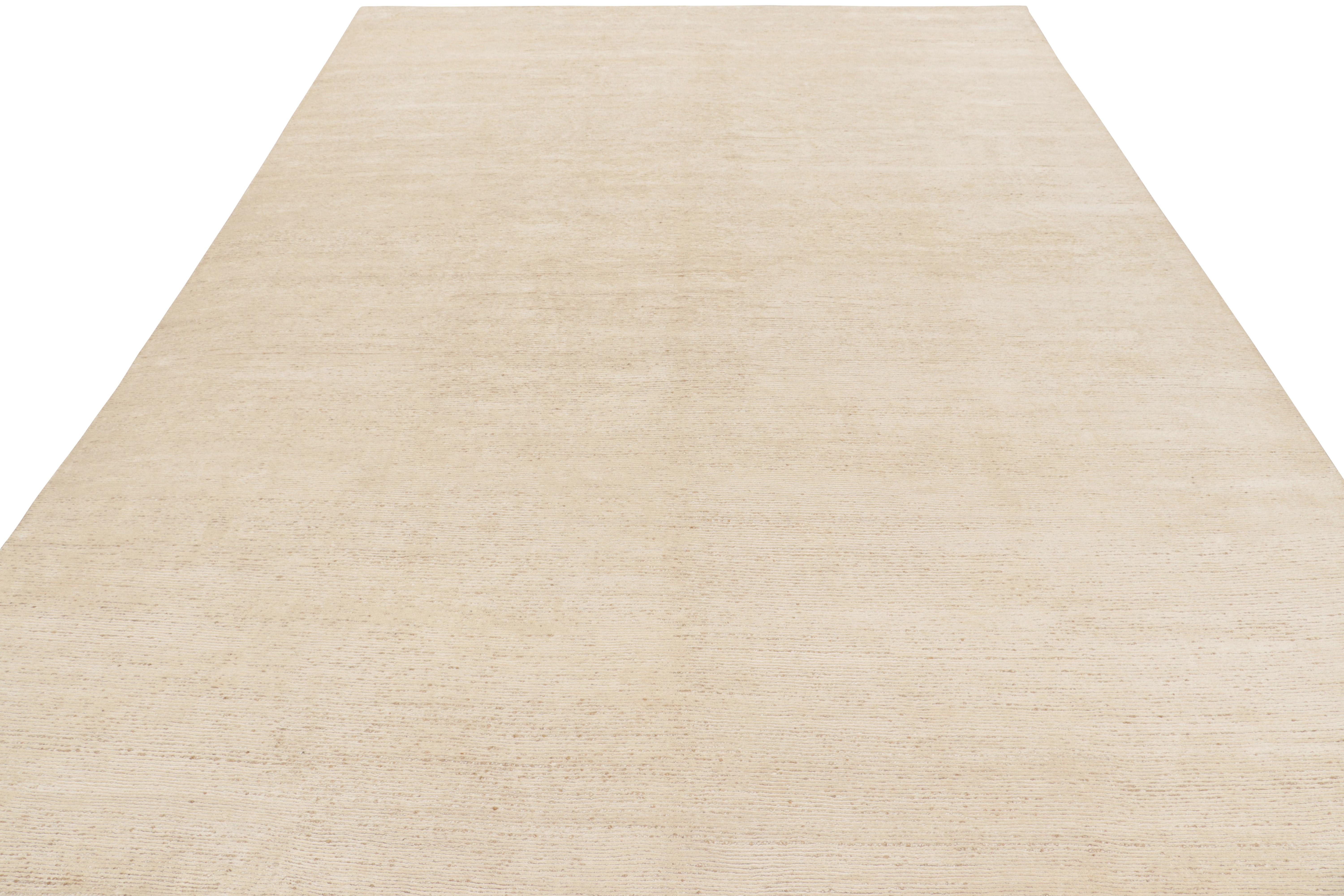 Indian Rug & Kilim’s Contemporary Textural Rug in Beige, Cream and White Tones For Sale