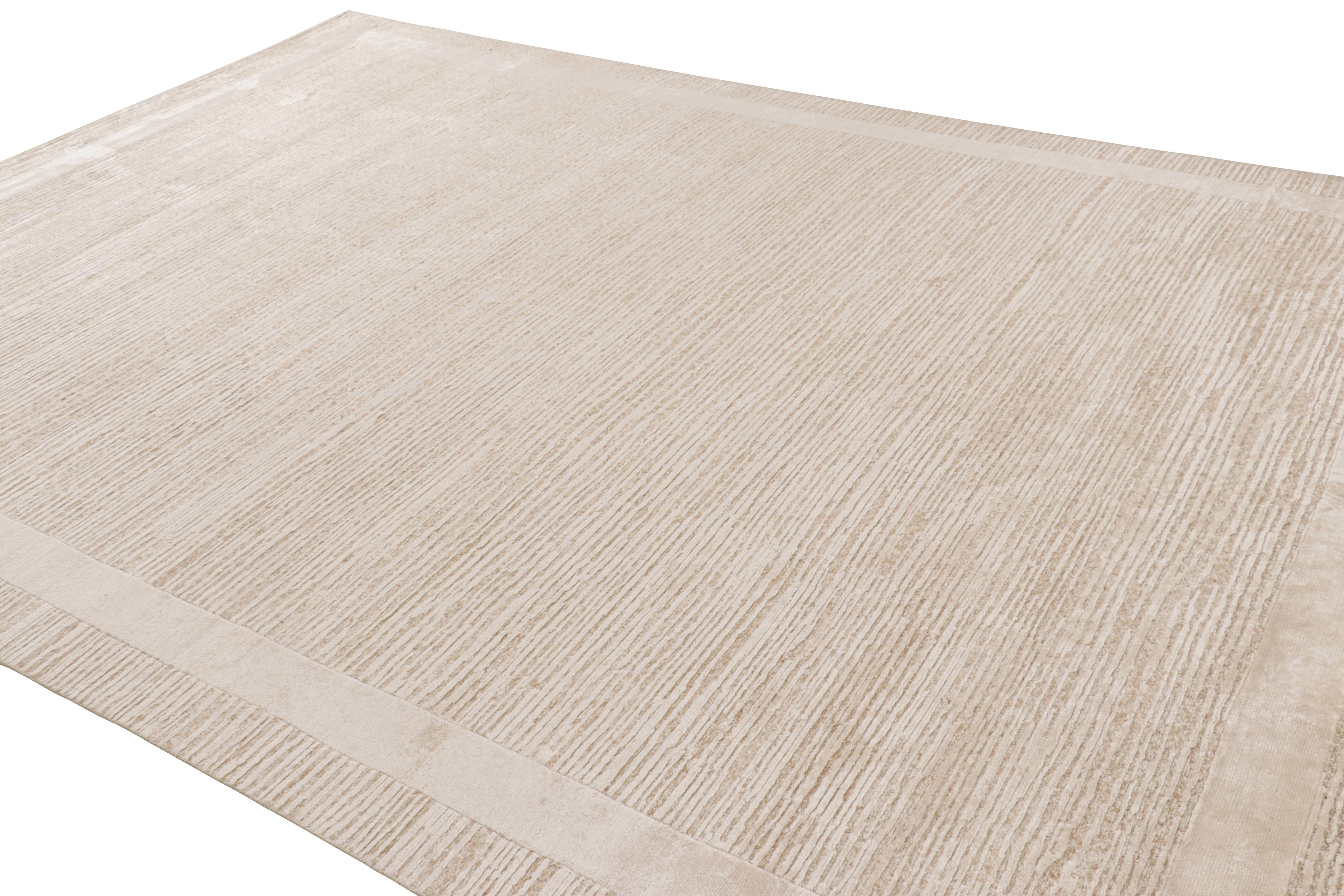 Indian Rug & Kilim’s Contemporary Textural Rug in Beige, Cream and White Tones For Sale