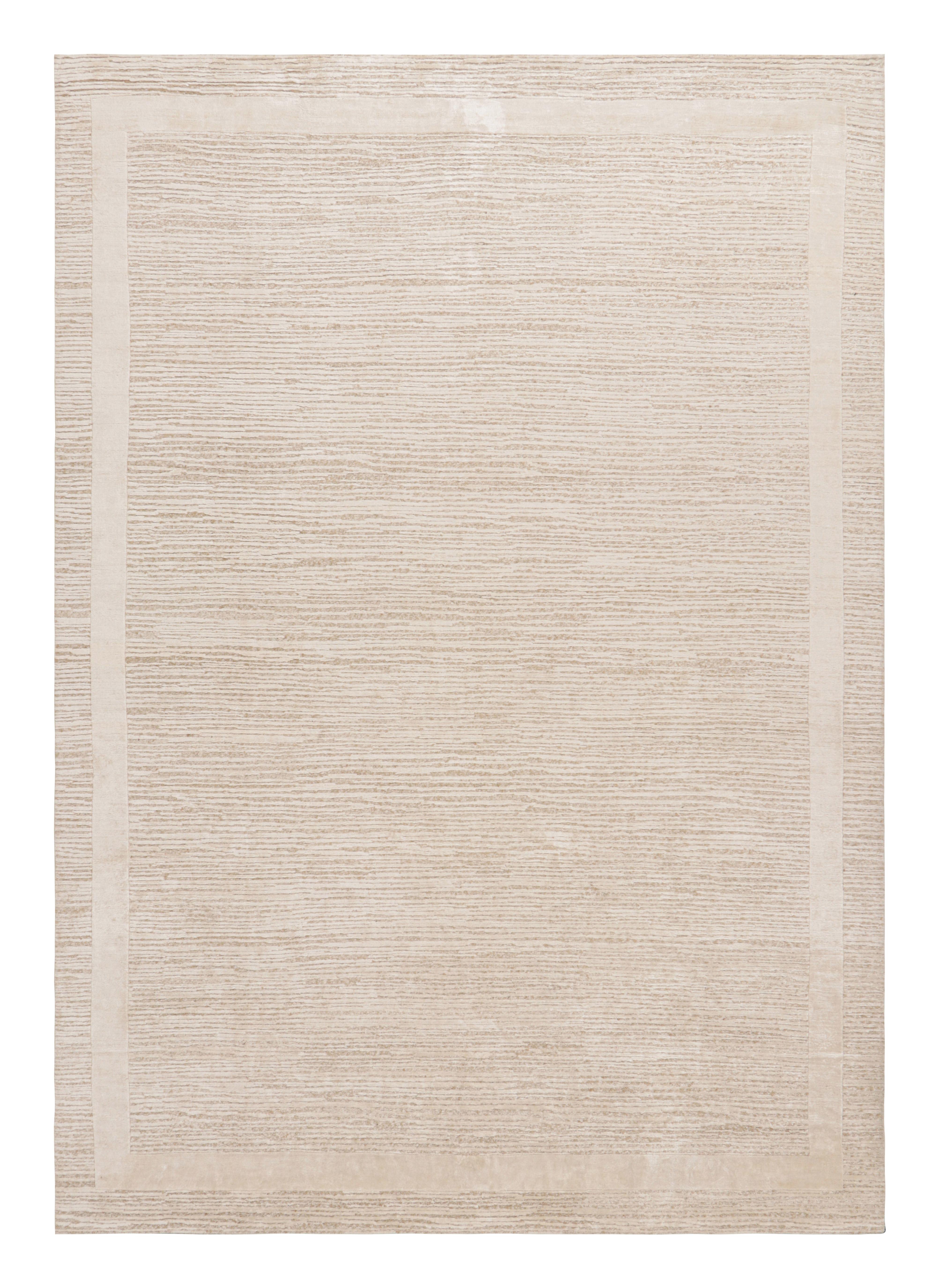 Silk Rug & Kilim’s Contemporary Textural Rug in Beige, Cream and White Tones For Sale
