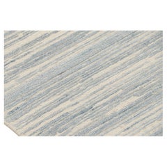 Rug & Kilim’s Contemporary Textural Rug in Blue and Beige Tones and Striae