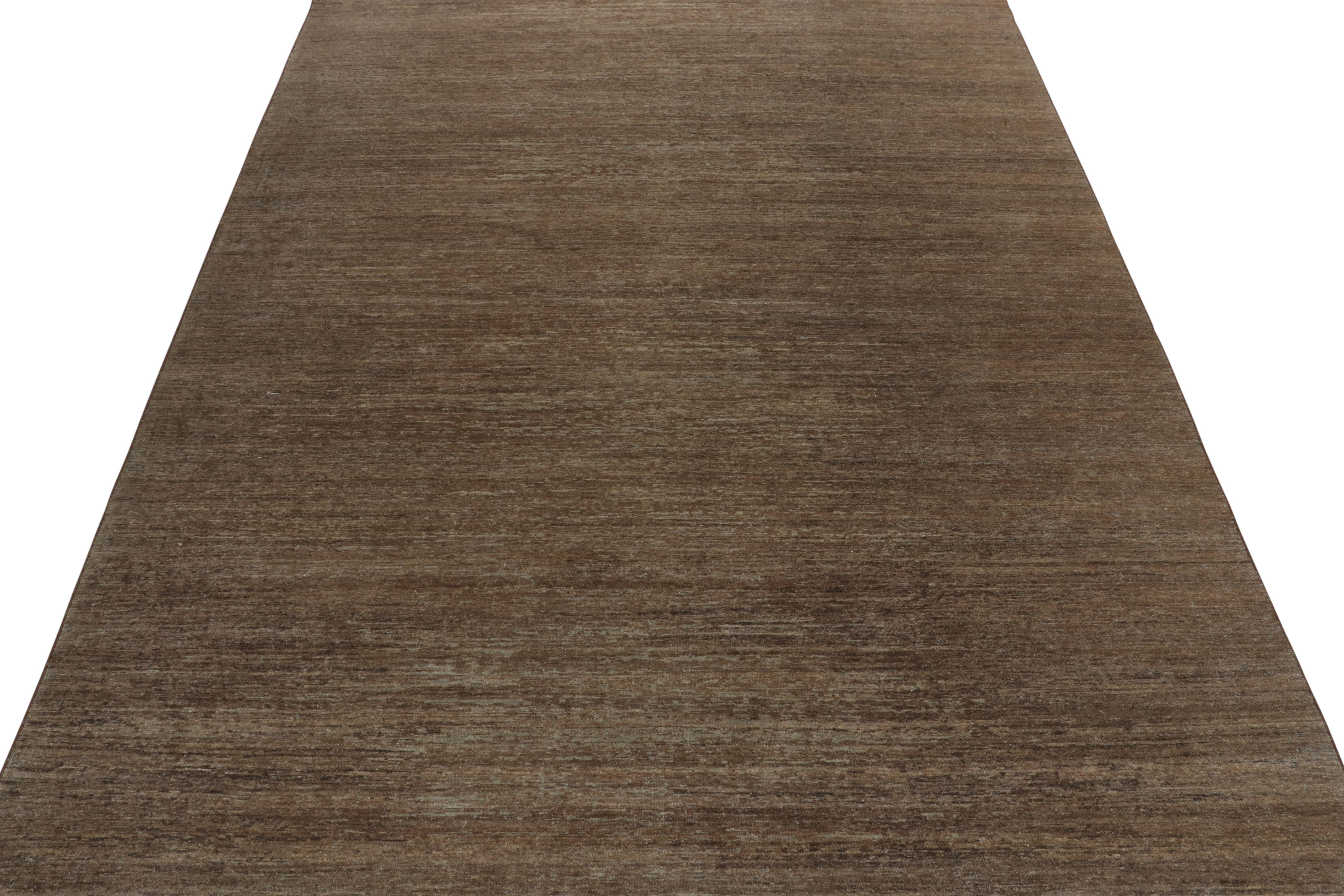 Modern Rug & Kilim’s Contemporary Textural Rug in Brown, Simple Solid Striae For Sale