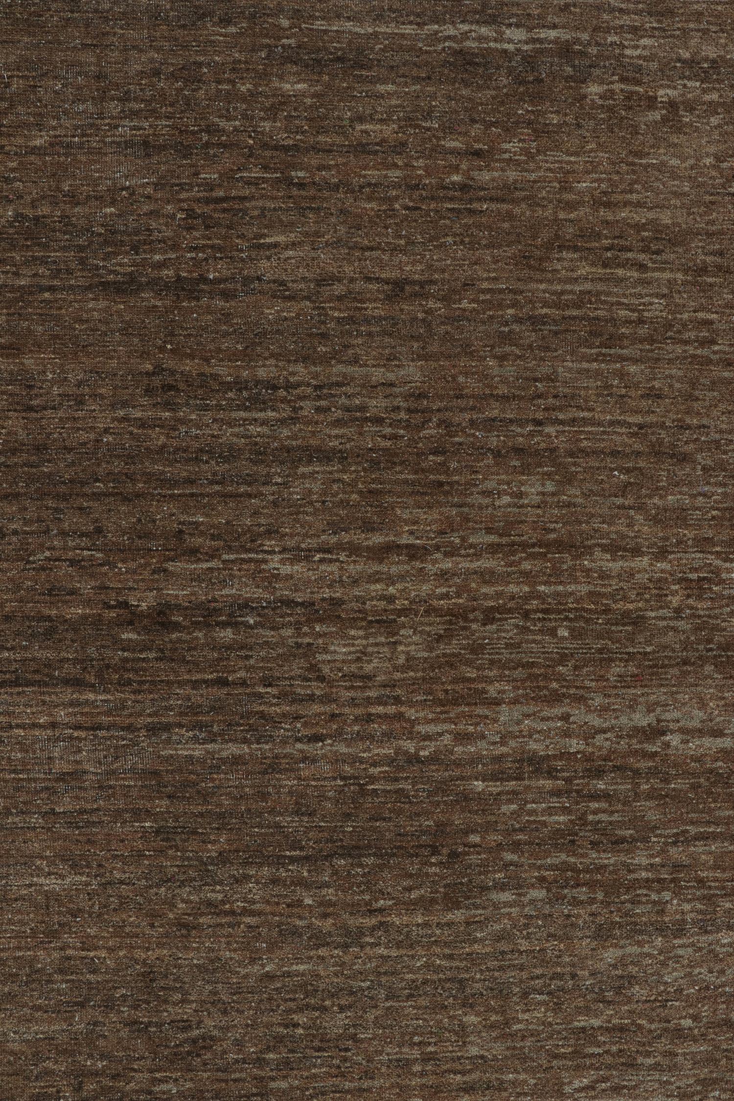 Rug & Kilim’s Contemporary Textural Rug in Brown, Simple Solid Striae In New Condition For Sale In Long Island City, NY
