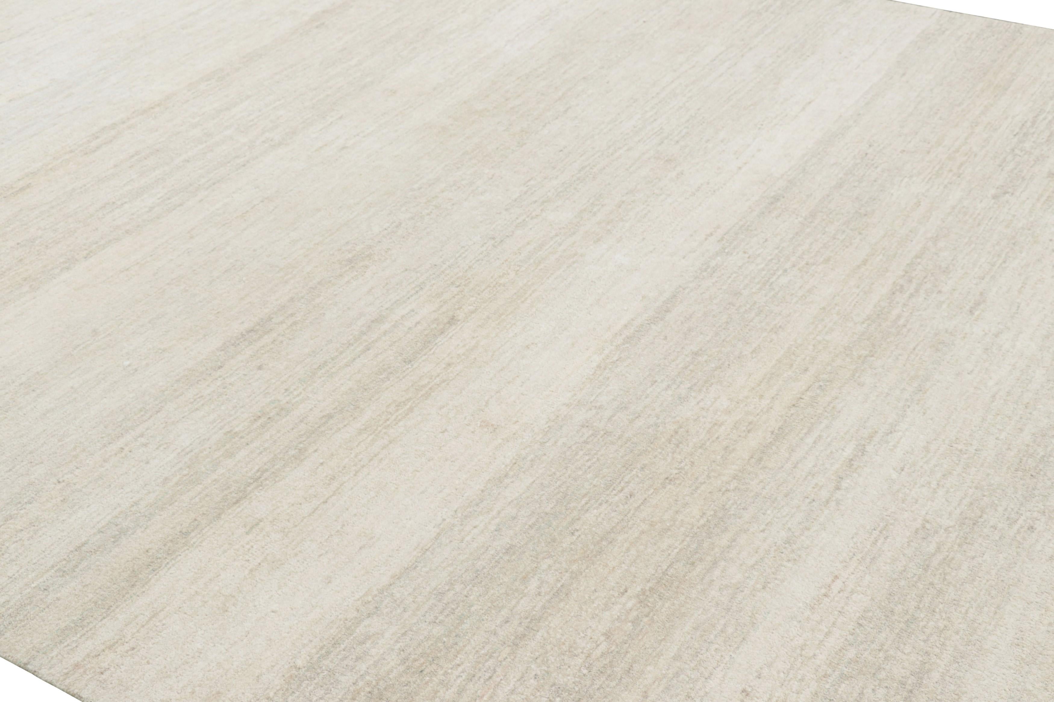 Modern Rug & Kilim’s Contemporary Textural Rug in Cream and Beige with Striae For Sale