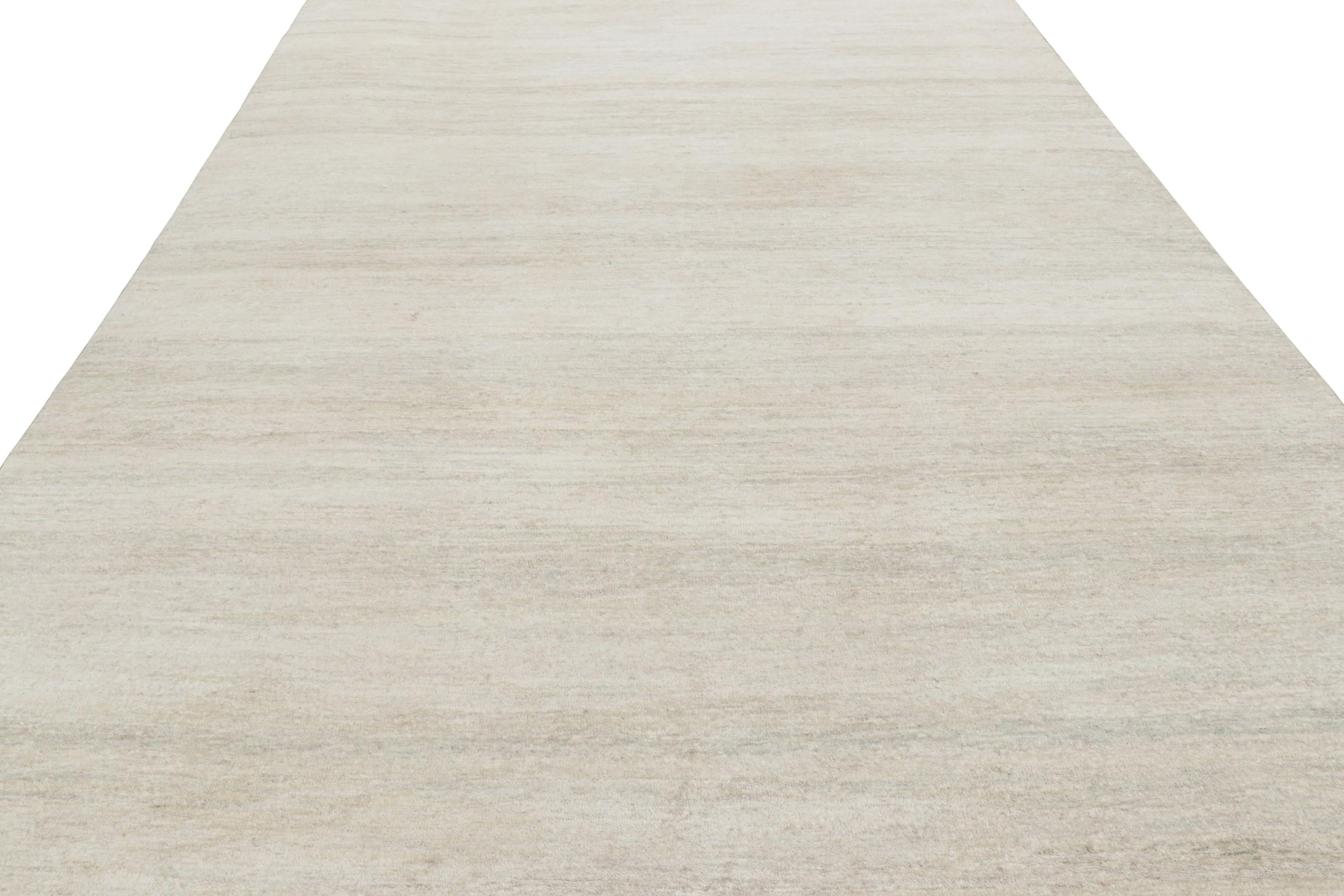 Indian Rug & Kilim’s Contemporary Textural Rug in Cream and Beige with Striae For Sale