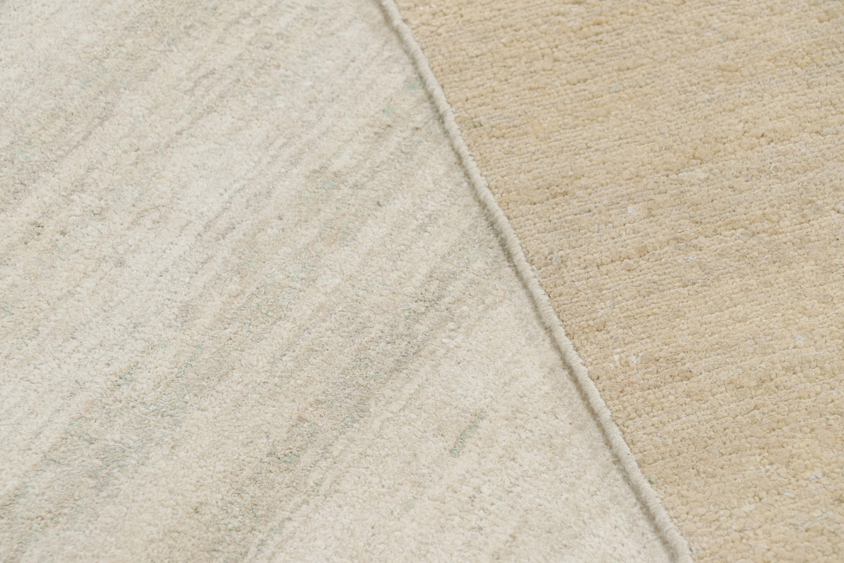 Rug & Kilim’s Contemporary Textural Rug in Cream and Beige with Striae For Sale 1