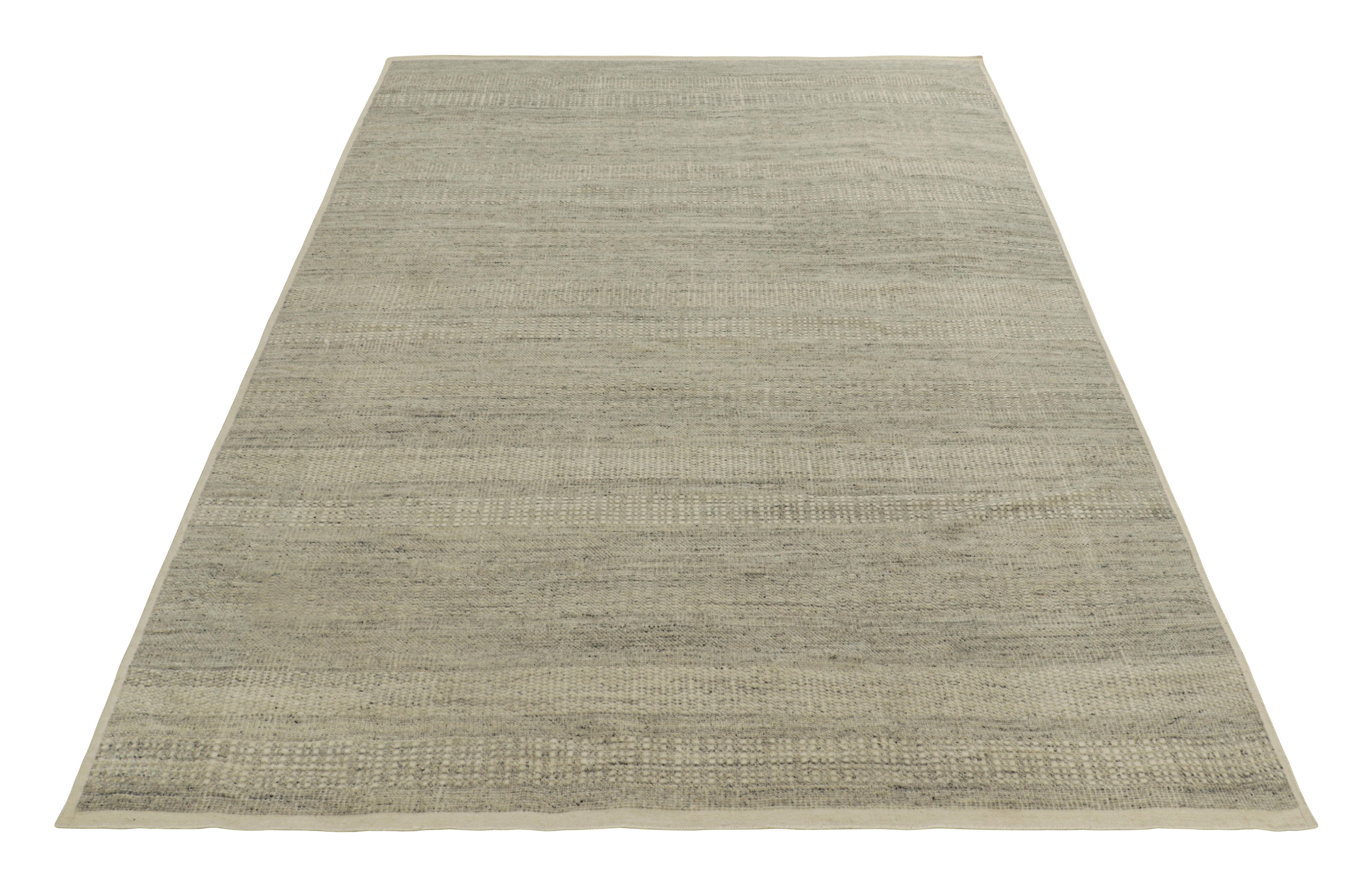 Hand-Knotted Rug & Kilim’s Contemporary Textural Rug in Cream and Gray Tones For Sale