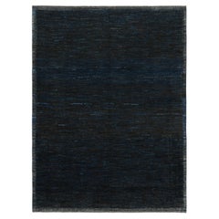 Rug & Kilim’s Contemporary Textural Rug in Dark Blue Tones and Striae