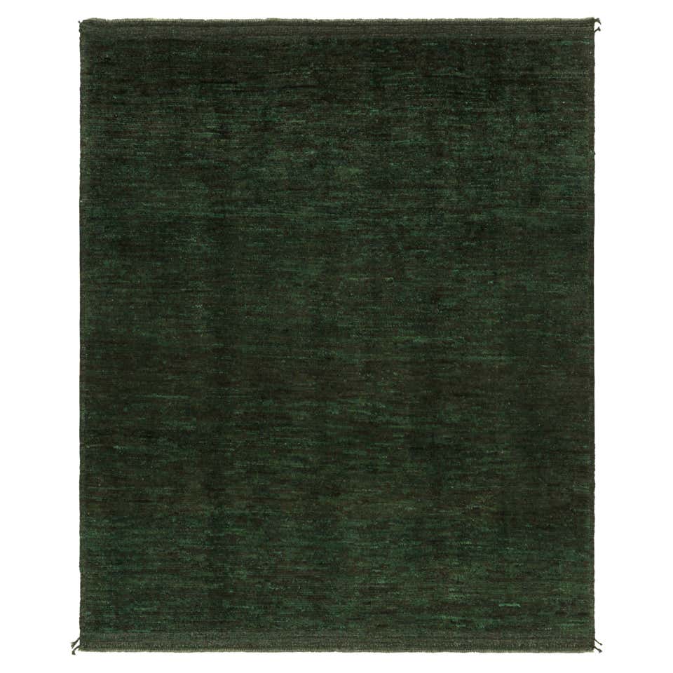 Rug and Kilim’s Contemporary Abstract Shaped Rug in Green Tones “Fleur ...