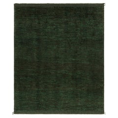 Rug & & Kilim's Contemporary Textural Rug in Dark Green Tones and Striae (Tapis texturé contemporain dans des tons vert foncé et des rayures)