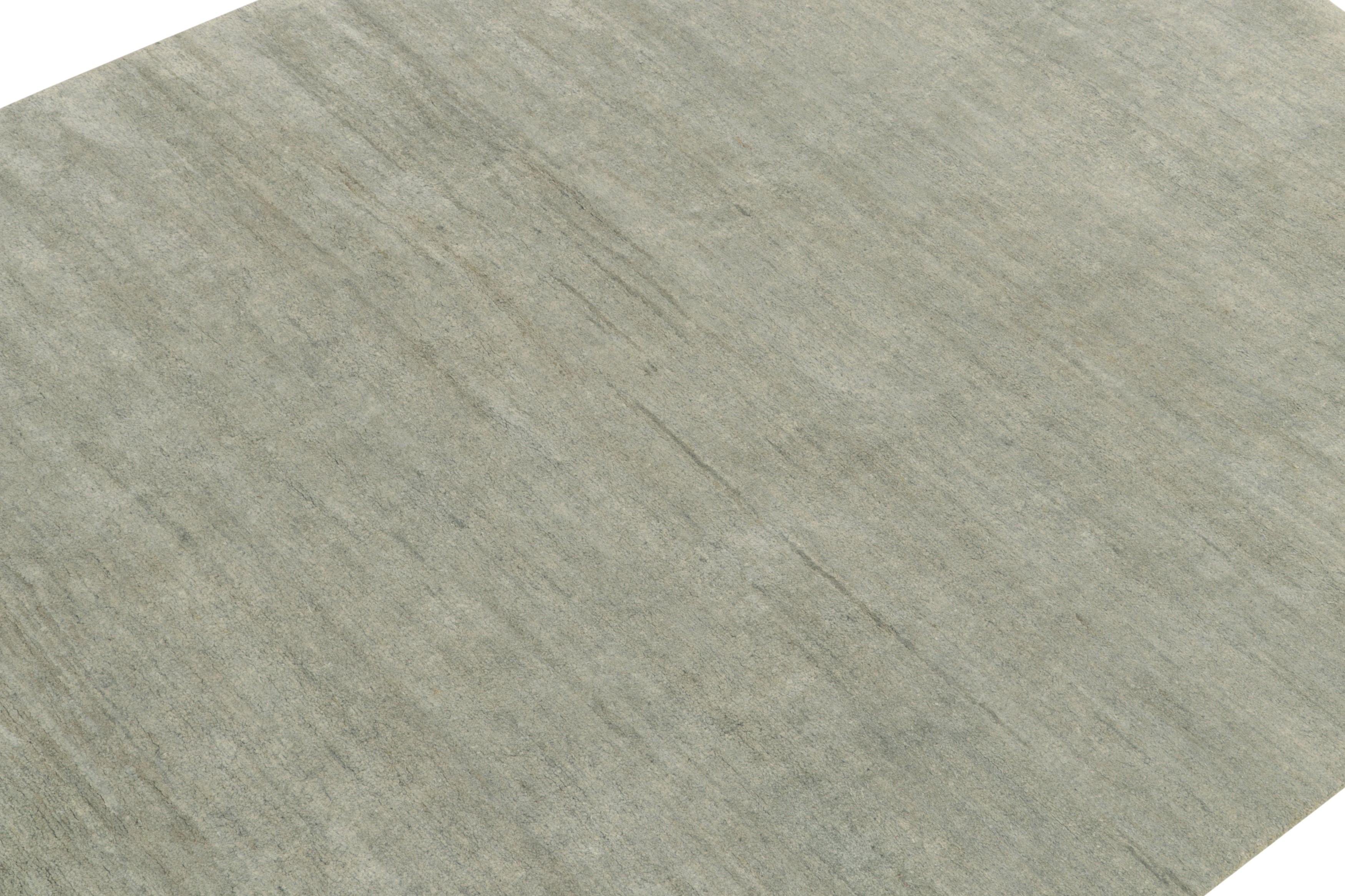 Moderno Rug & Kilim: Tappeto contemporaneo a righe grigie e blu, tinta unita semplice in vendita