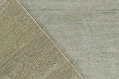 Rug & Kilim's Contemporary Textural Rug en gris et bleu Striae, Simple Solid