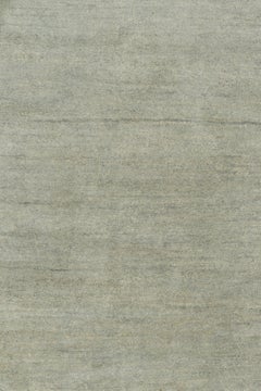 Rug & Kilim’s Contemporary Textural Rug in Gray and Blue Striae, Simple Solid