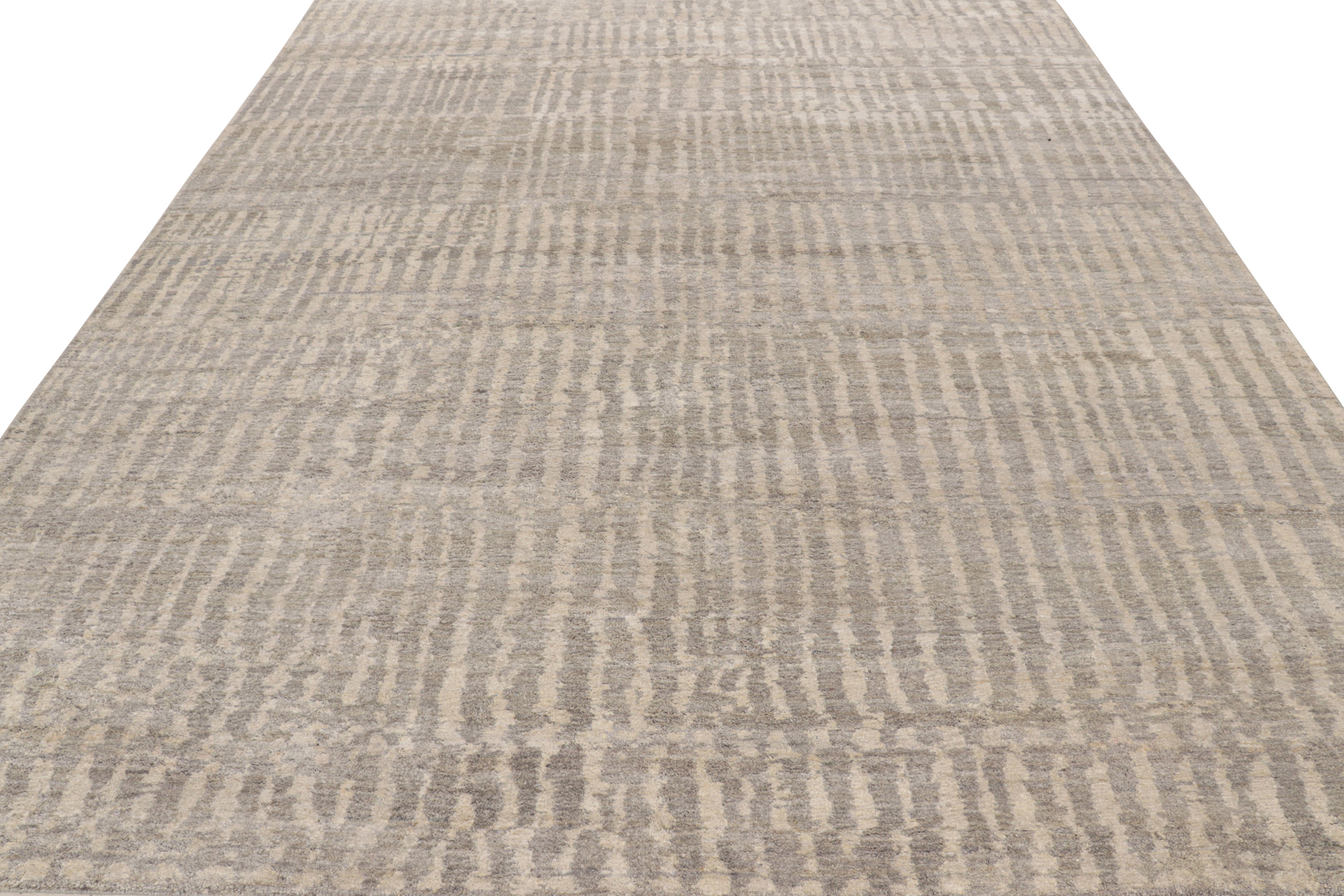 Hand-Knotted Rug & Kilim’s Contemporary Textural Rug in Gray and Cream Tones For Sale
