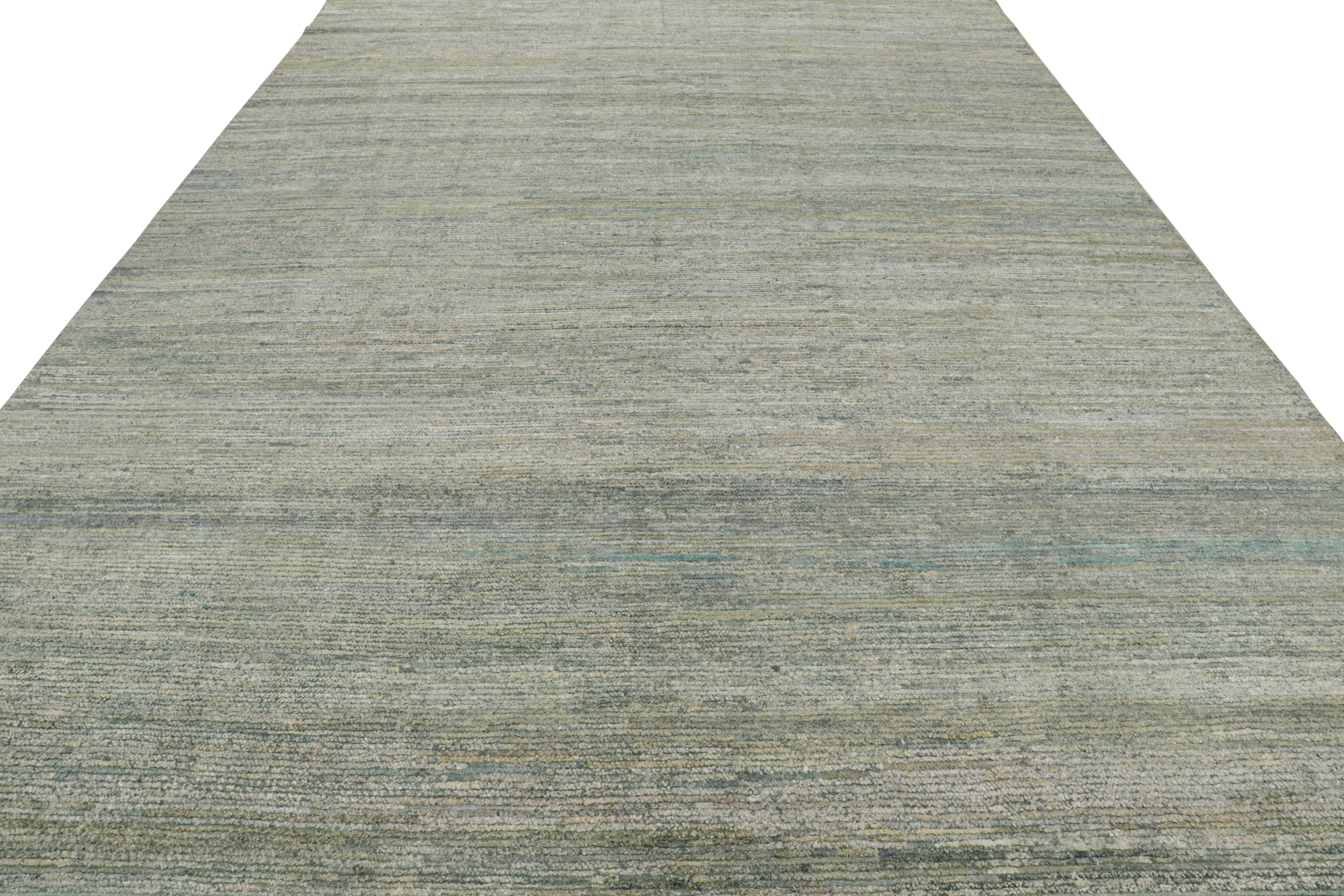 Indian Rug & Kilim’s Contemporary Textural Rug in Green and Blue Tones For Sale