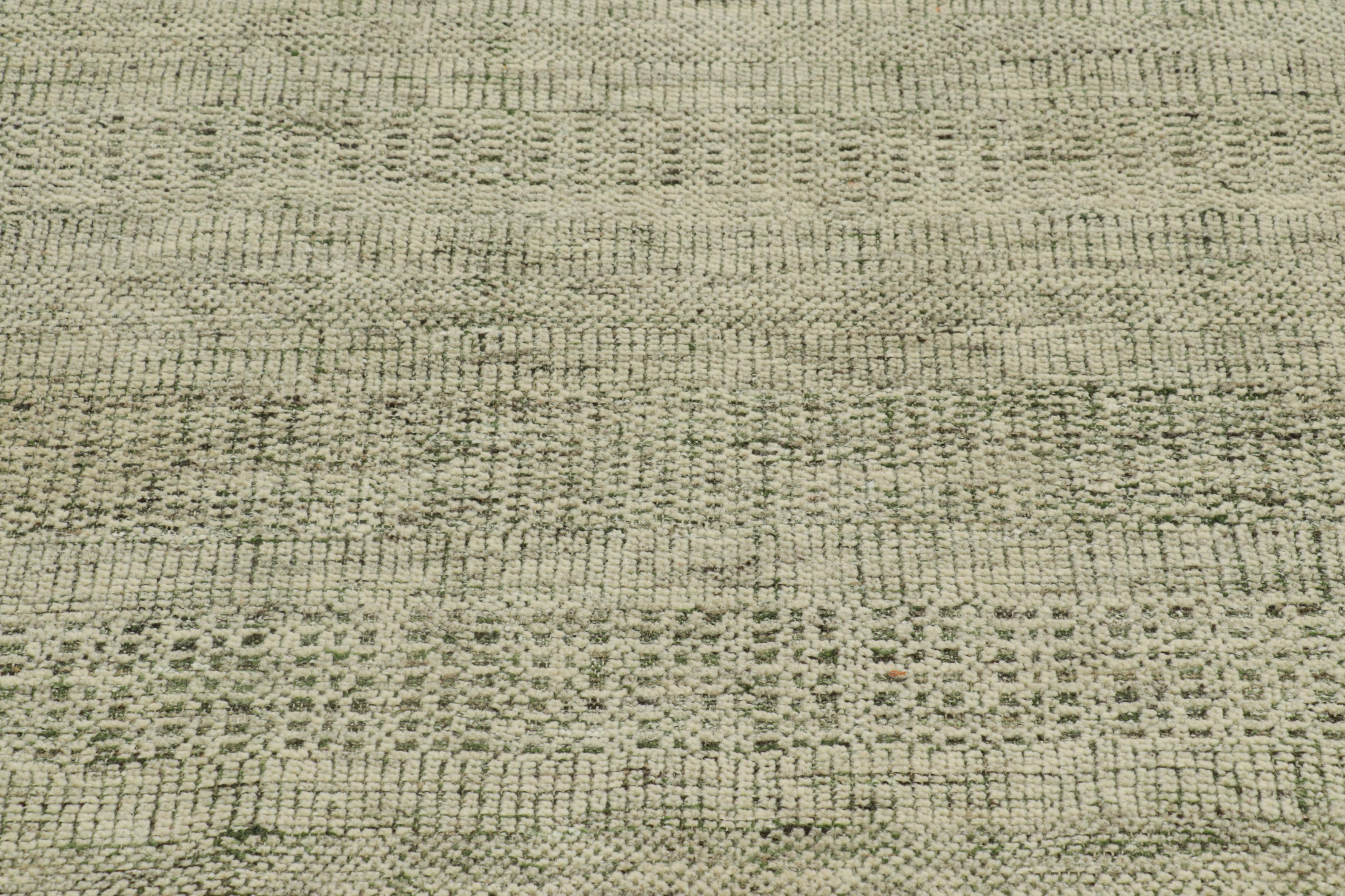 Modern Rug & Kilim’s Contemporary Textural Rug in Green and White Tones For Sale