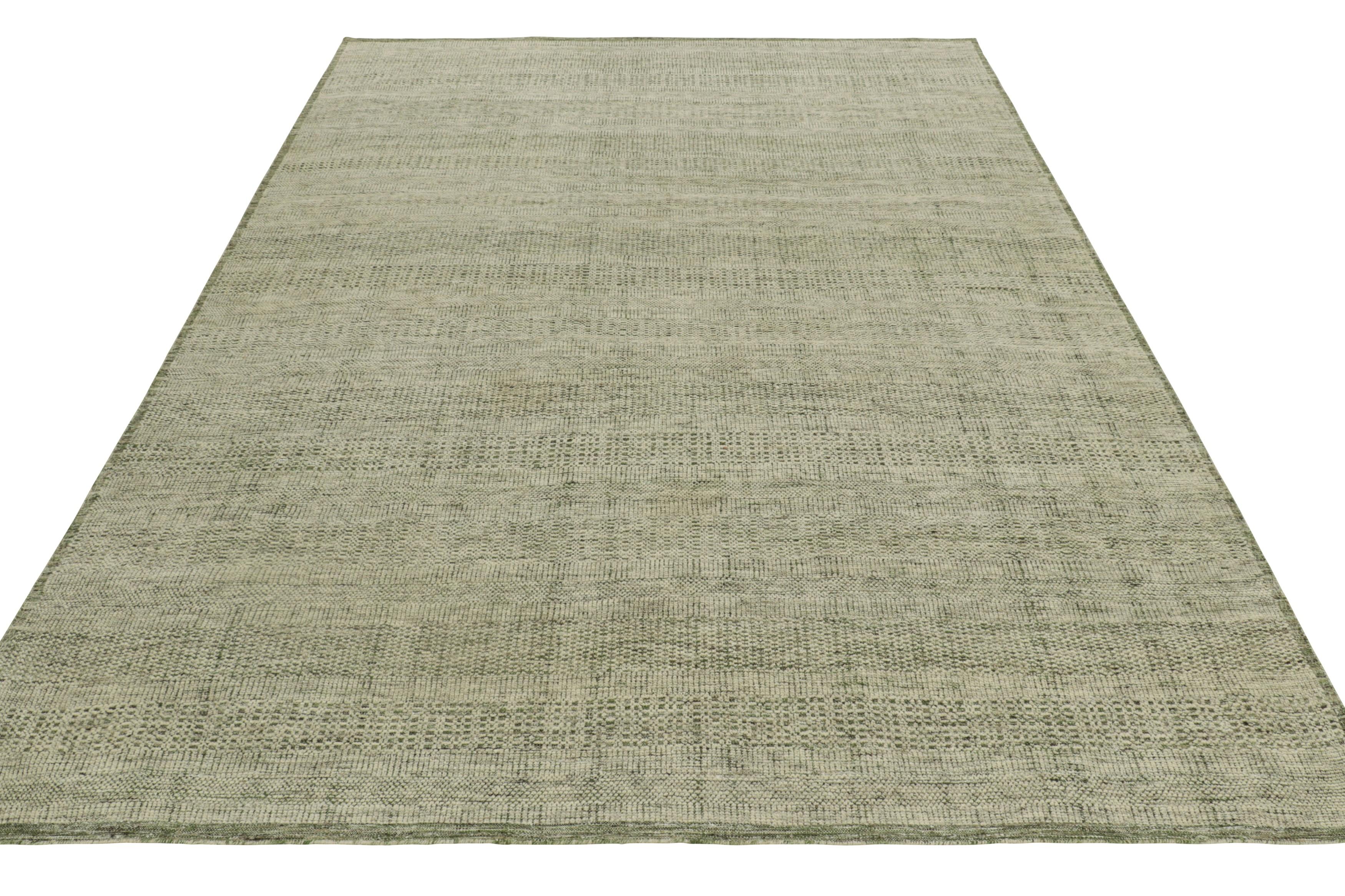 Hand-Knotted Rug & Kilim’s Contemporary Textural Rug in Green and White Tones For Sale
