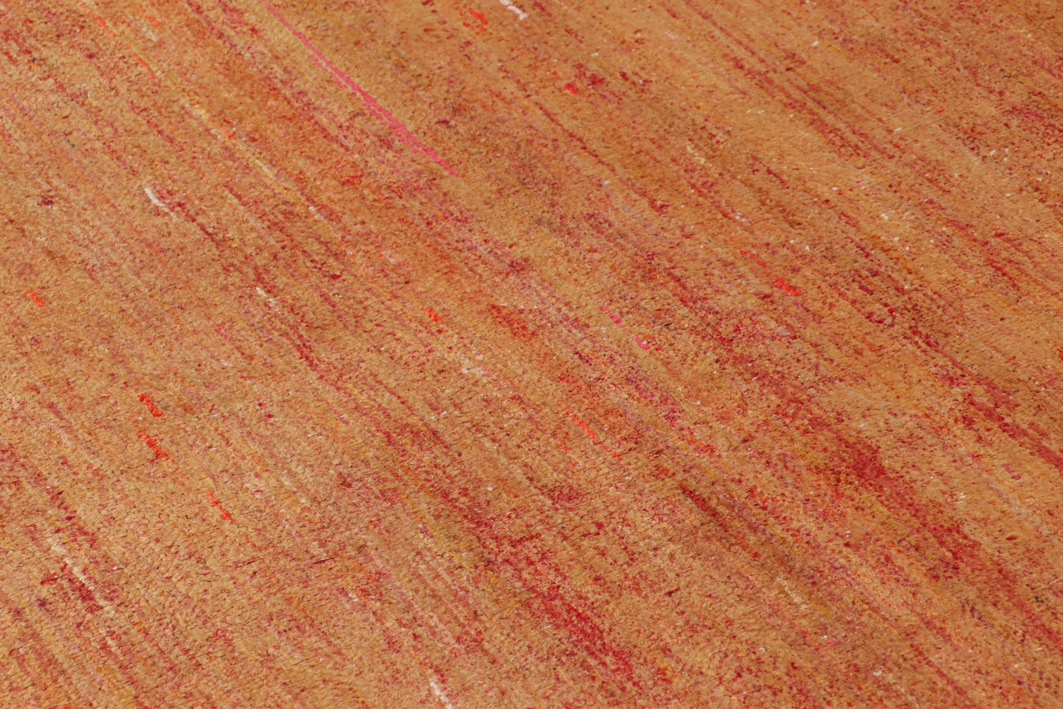 Modern Rug & Kilim’s Contemporary Textural Rug in Red and Gold Tones For Sale