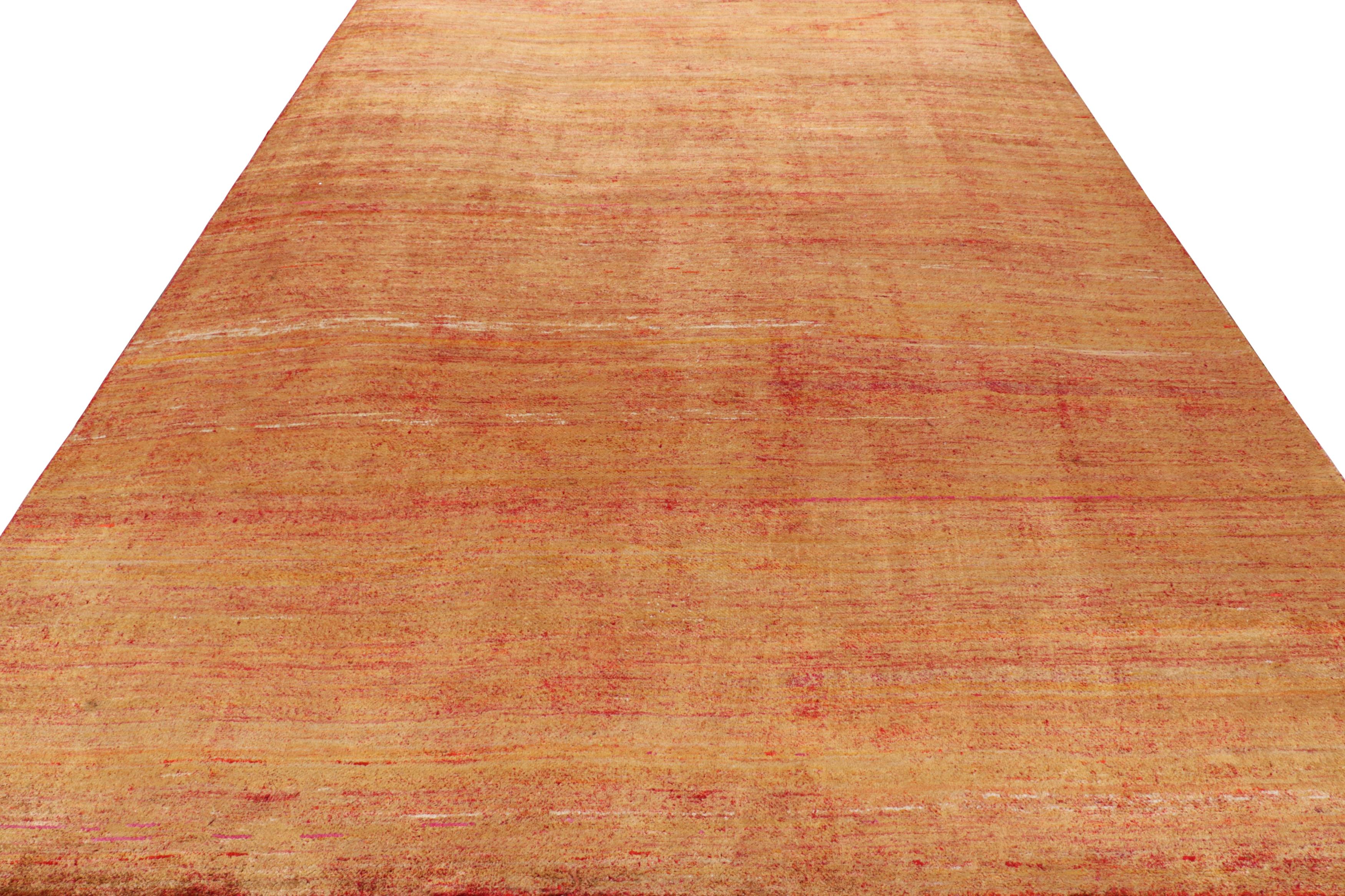 Indian Rug & Kilim’s Contemporary Textural Rug in Red and Gold Tones For Sale
