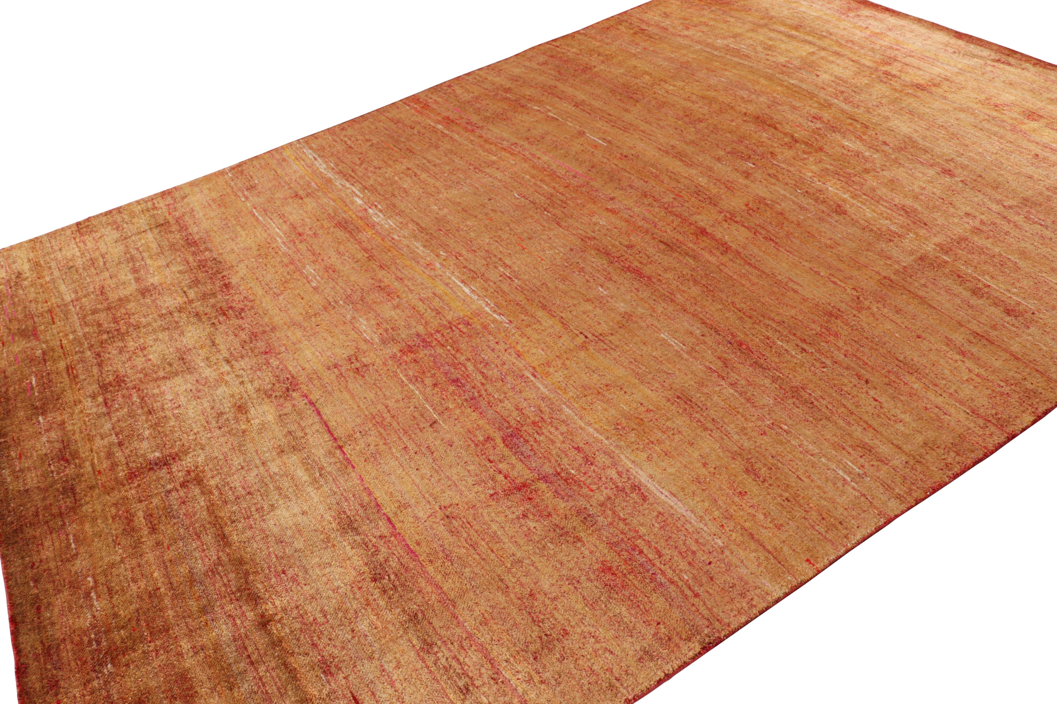 Hand-Knotted Rug & Kilim’s Contemporary Textural Rug in Red and Gold Tones For Sale