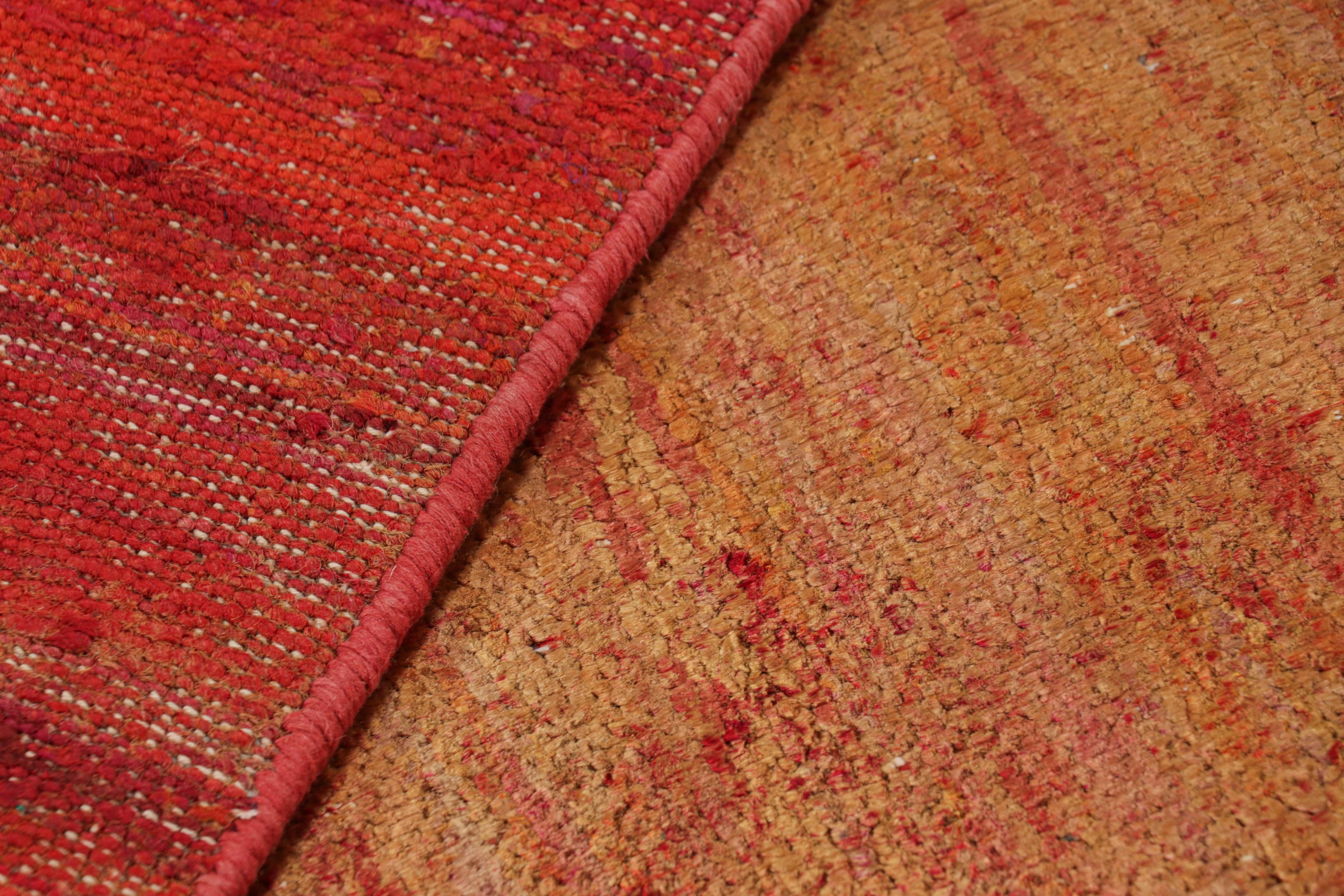 Silk Rug & Kilim’s Contemporary Textural Rug in Red and Gold Tones For Sale