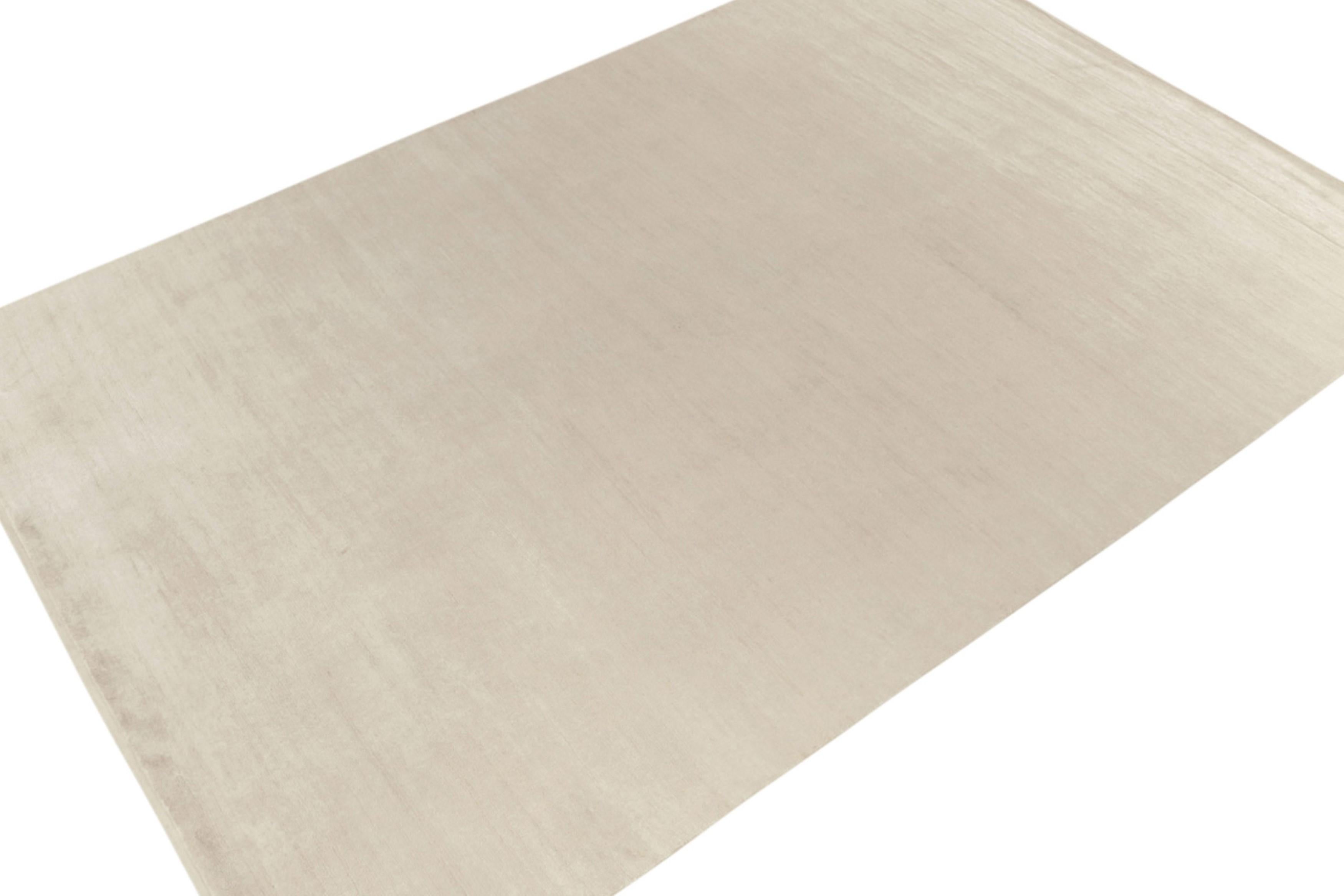 Modern Rug & Kilim’s Contemporary Textural Rug in Solid Off-White Striae For Sale