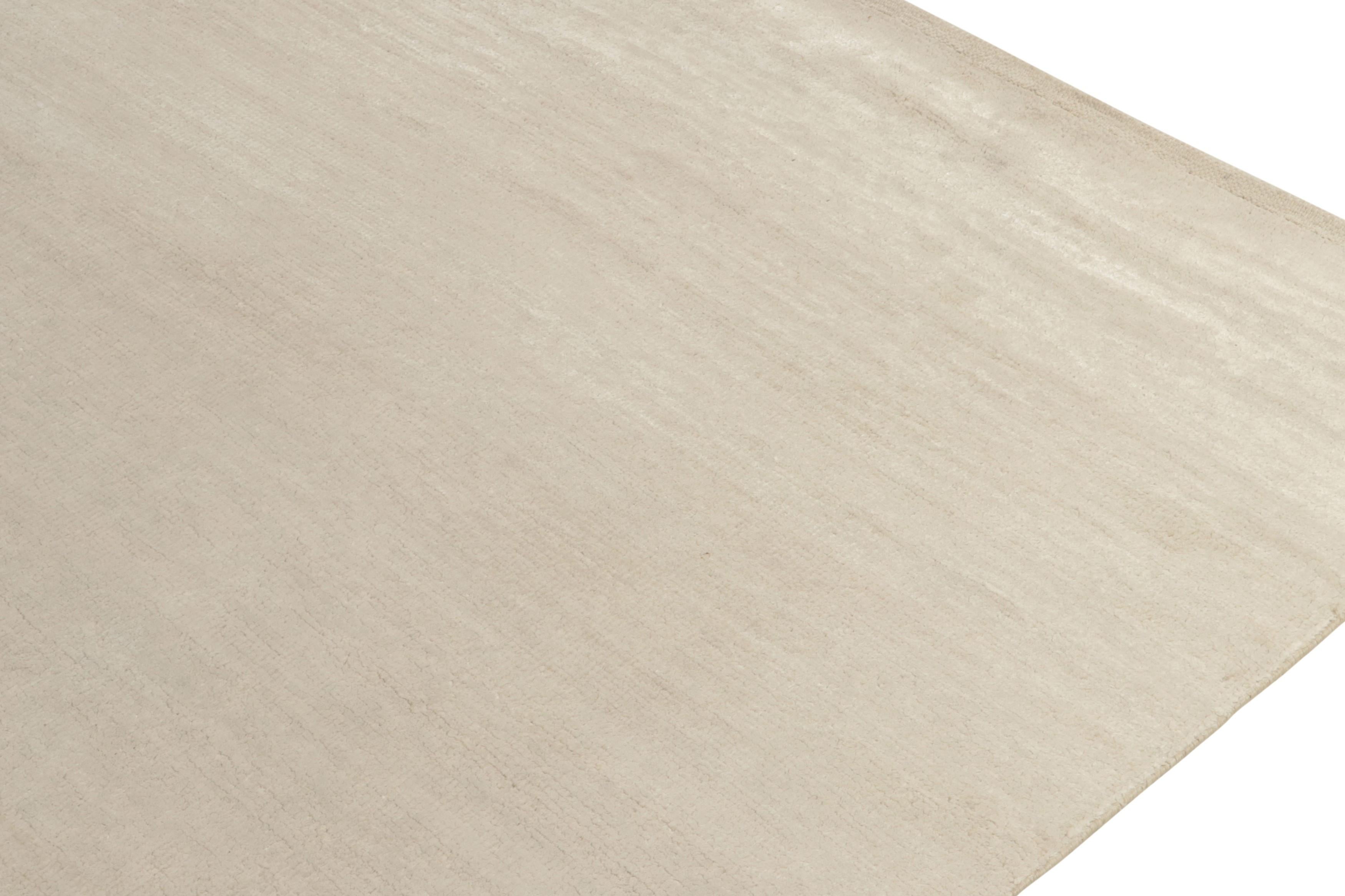 Hand-Knotted Rug & Kilim’s Contemporary Textural Rug in Solid Off-White Striae For Sale