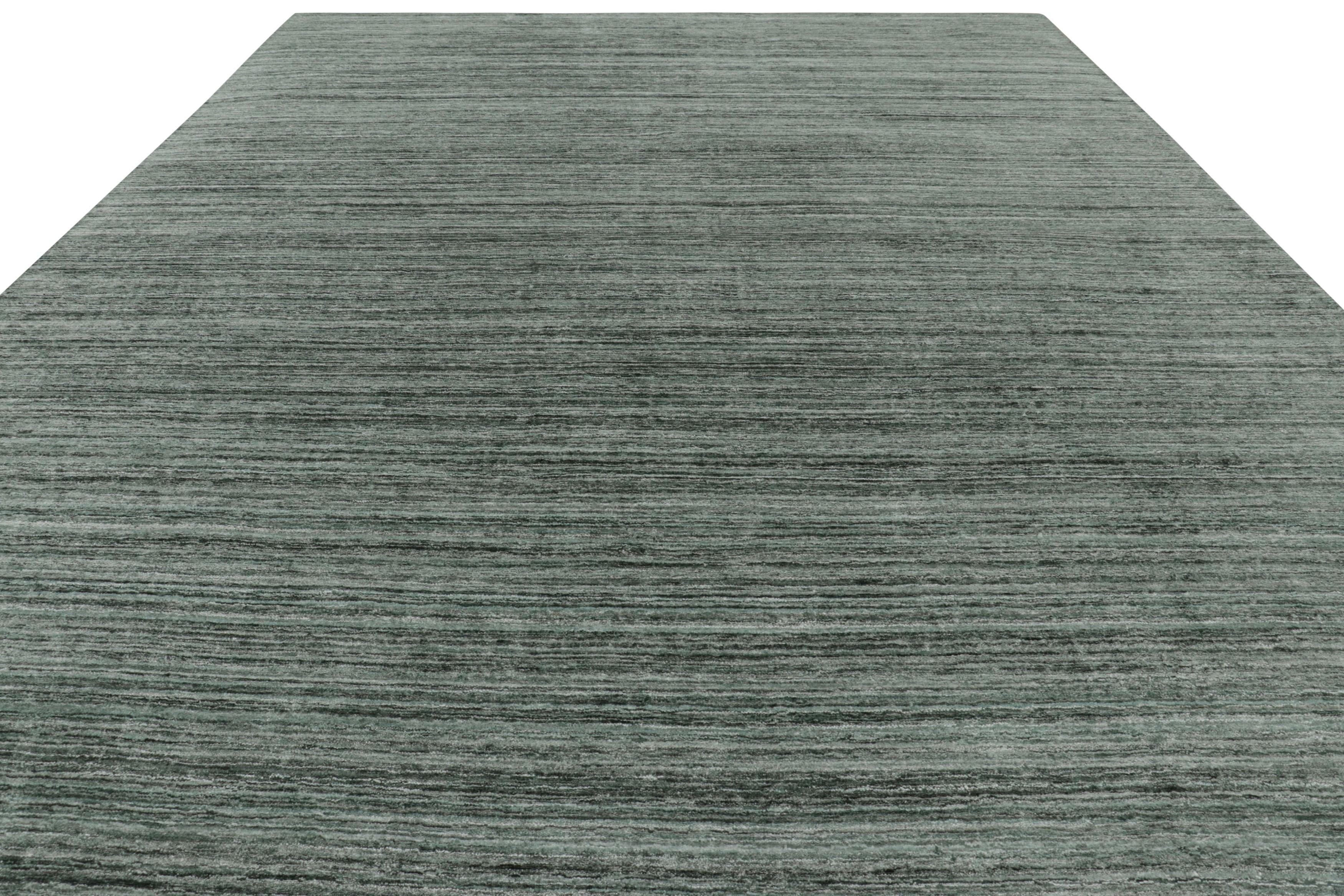 Indian Rug & Kilim’s Contemporary Textural Rug in Teal Green and Blue Tones and Striae For Sale
