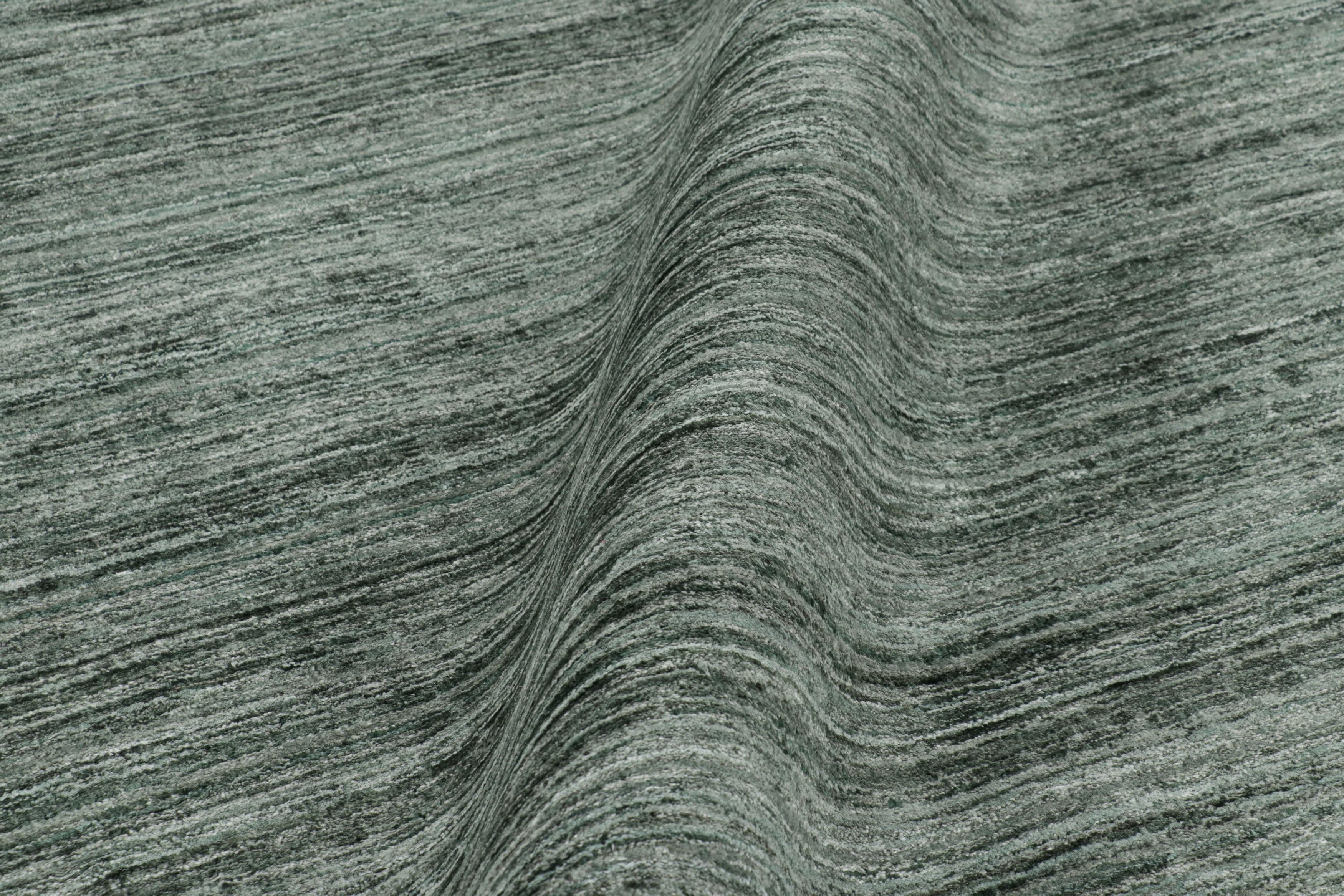 Silk Rug & Kilim’s Contemporary Textural Rug in Teal Green and Blue Tones and Striae For Sale