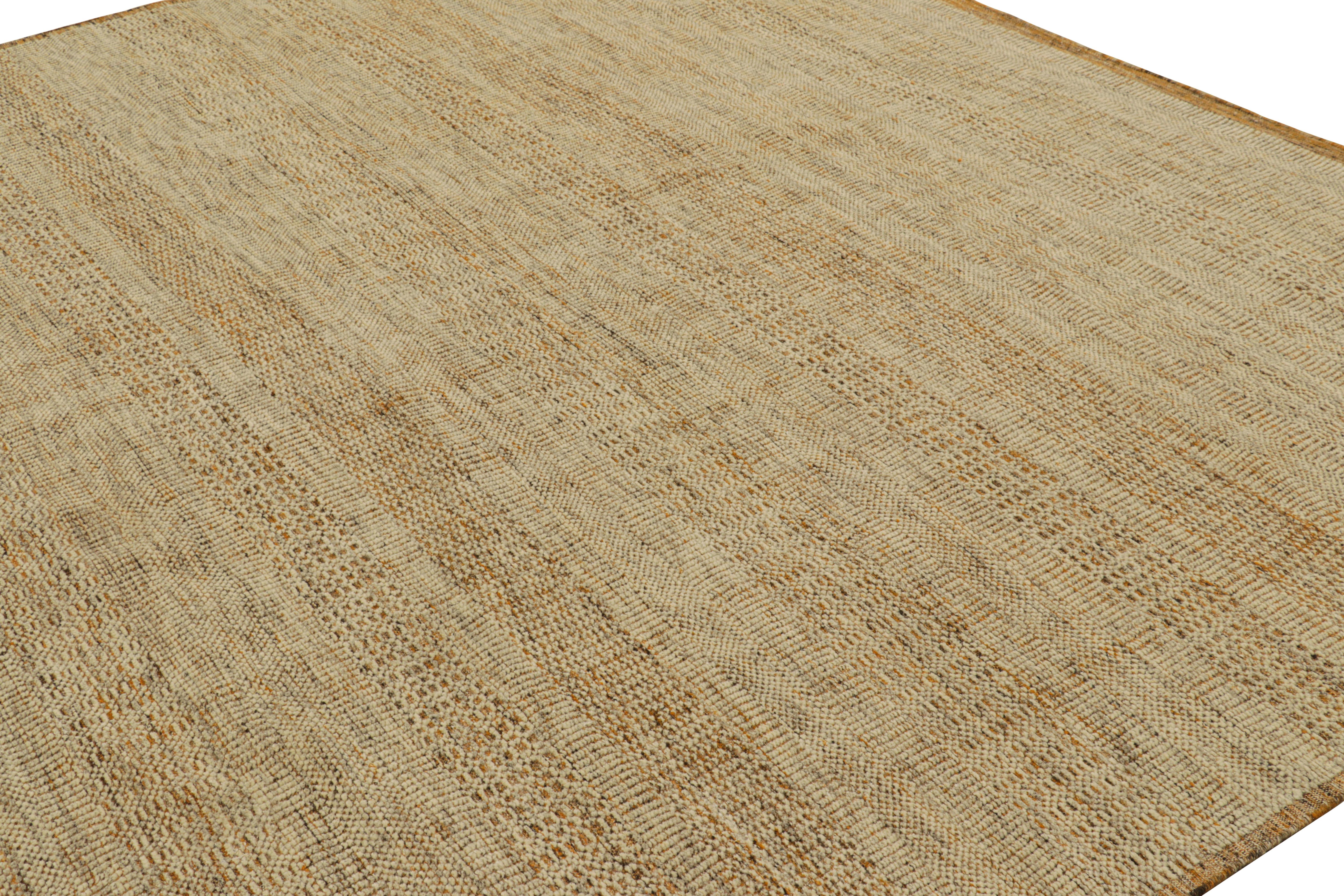 Indian Rug & Kilim’s Contemporary Textural Rug in Tones of Beige/Brown For Sale