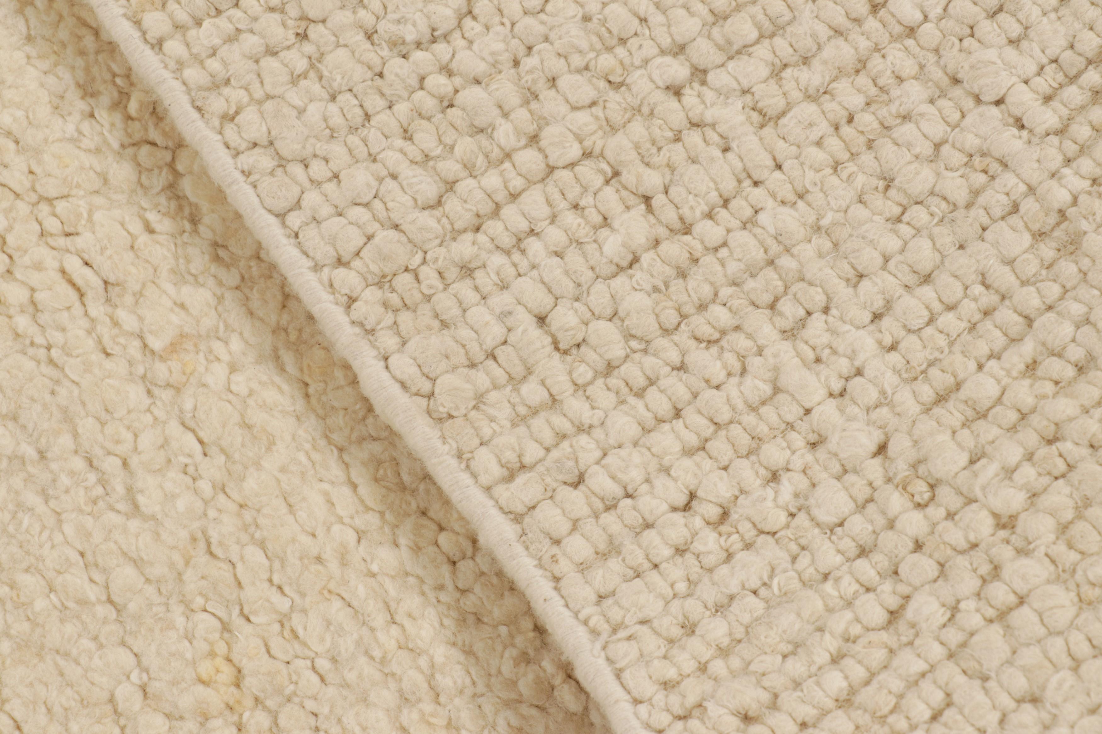 Wool Rug & Kilim’s Contemporary Textural Rug in Tones of Beige, Cream and White For Sale