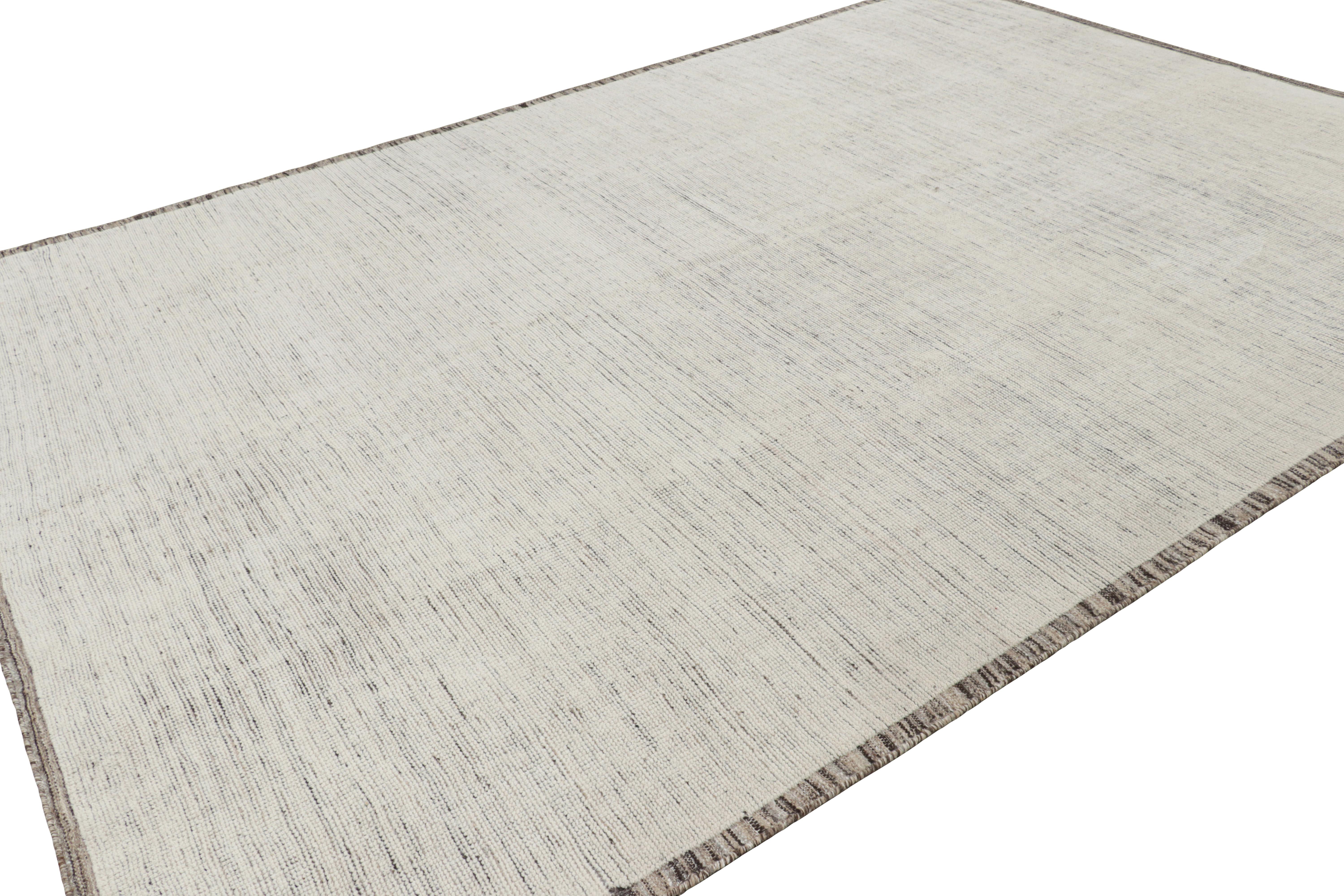 Hand-Knotted Rug & Kilim’s Contemporary Textural Rug in White Tones and Striae For Sale