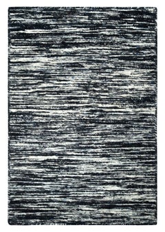 Rug & Kilim’s Contemporary Textural Rug with Blue & White Stripes