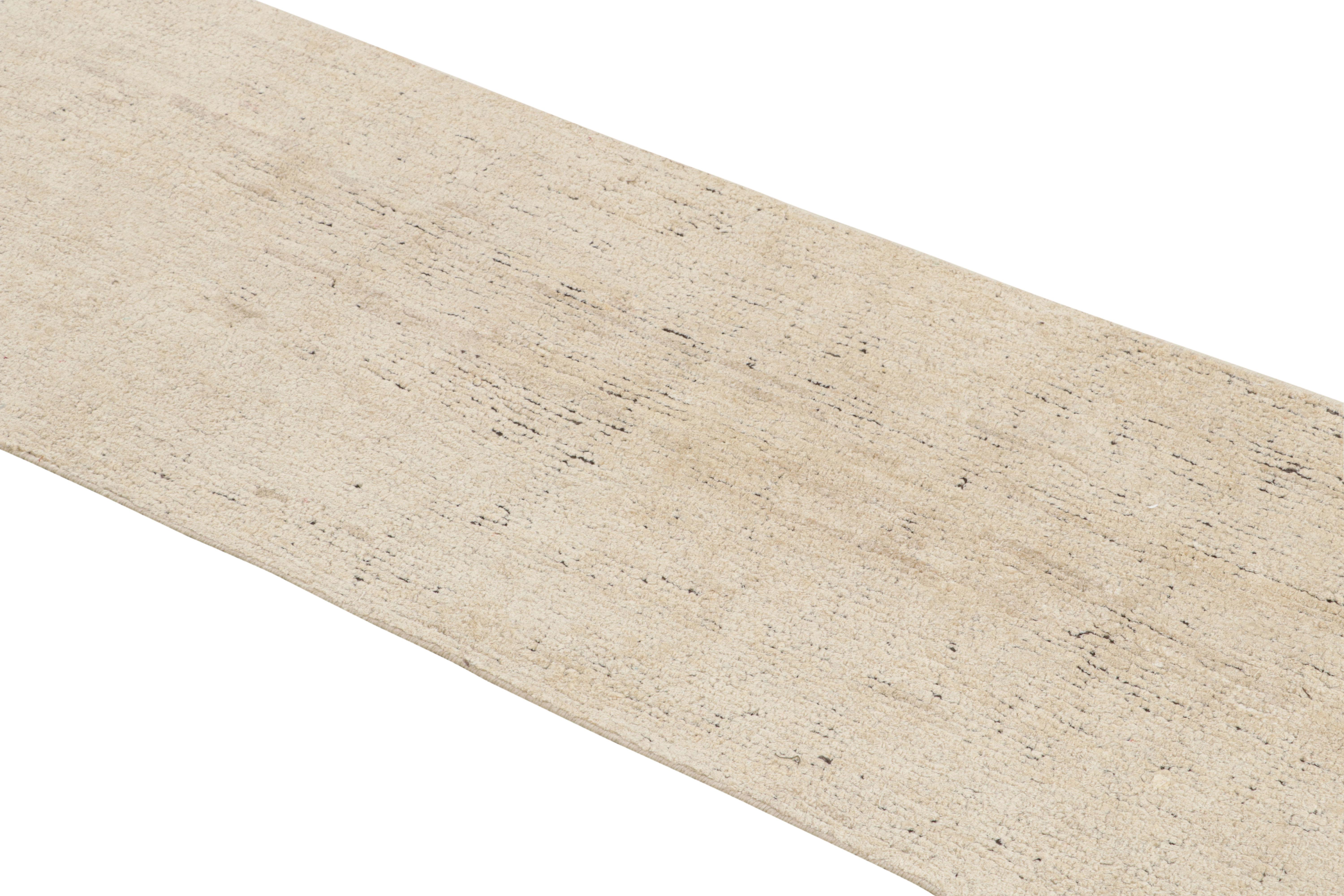 Hand-Knotted Rug & Kilim’s Contemporary Textural Runner in Beige and Off-White Tones For Sale