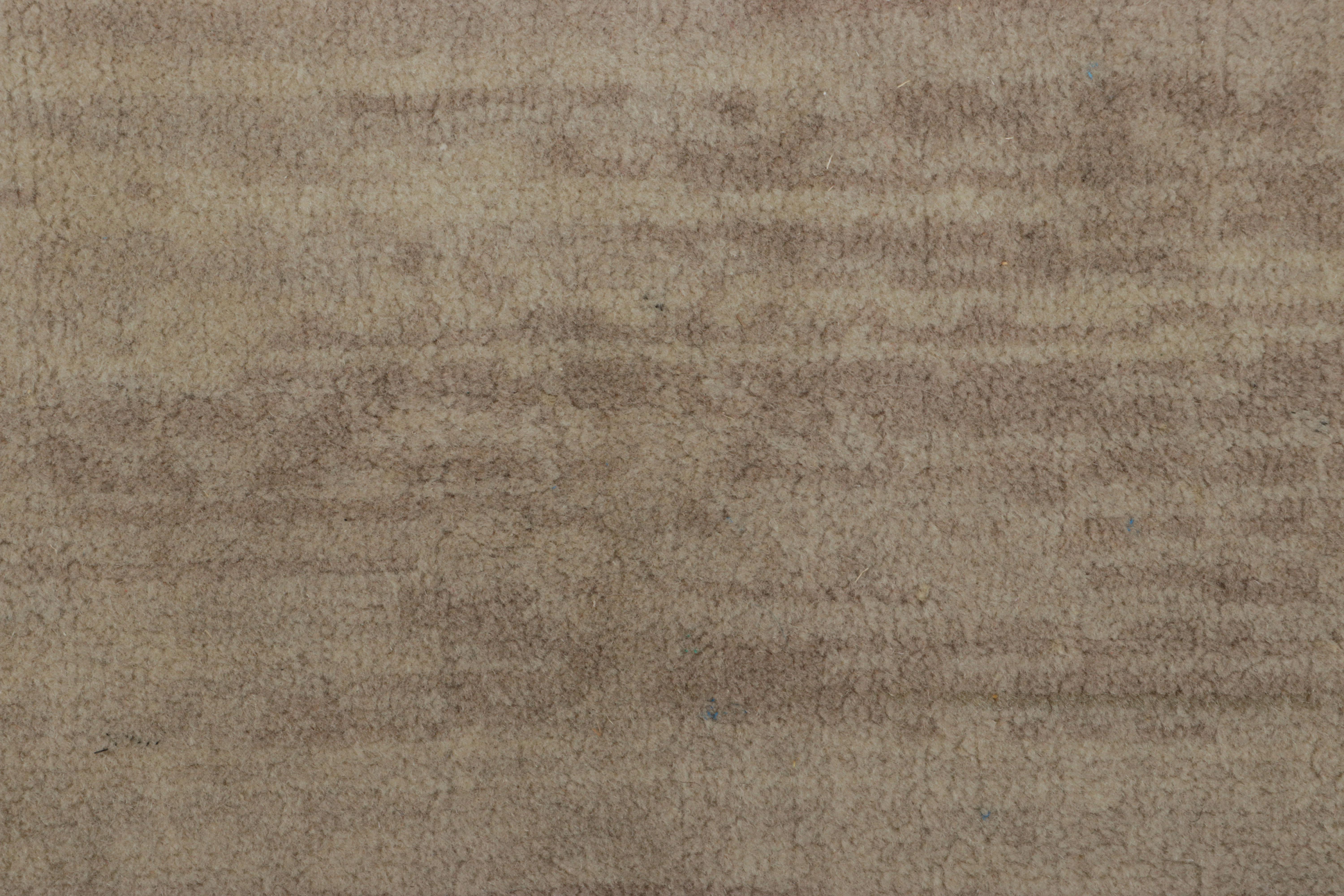 Modern Rug & Kilim’s Contemporary Textural Solid Rug in Beige-Brown & Cream with Striae For Sale