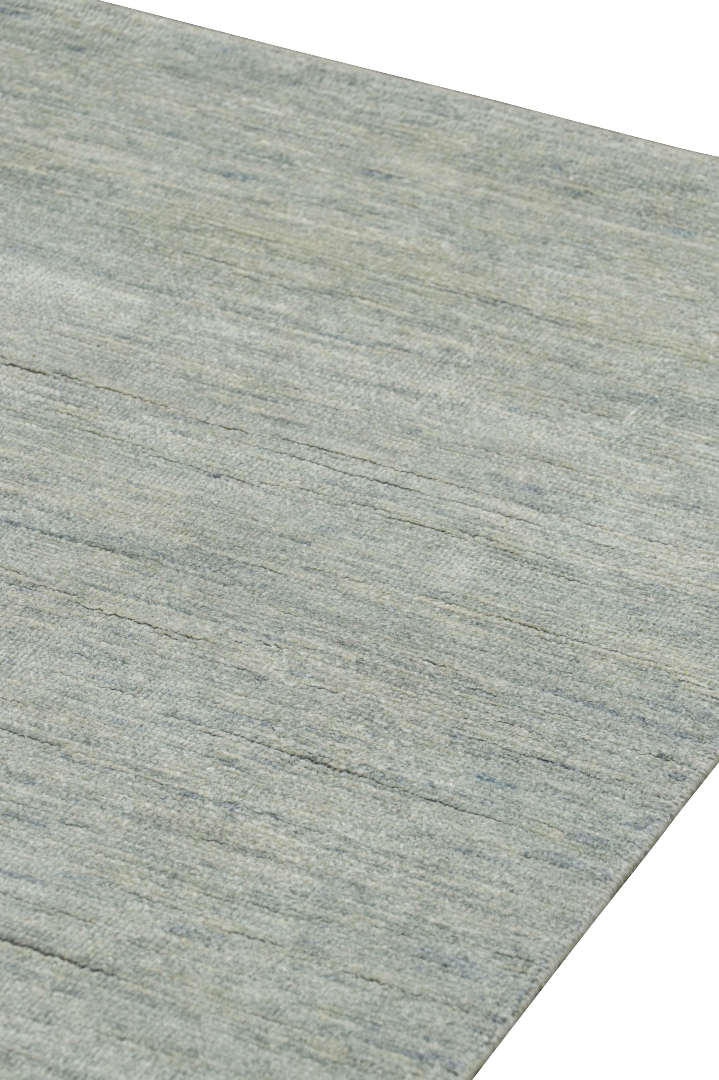 Made with hand-knotted wool and silk, this 8x10 contemporary rug is a rich new addition to Rug & Kilim’s Textural rug collection—with an impressive range of colors and attention to movement in its unique play on stripes, striae, and subtle
