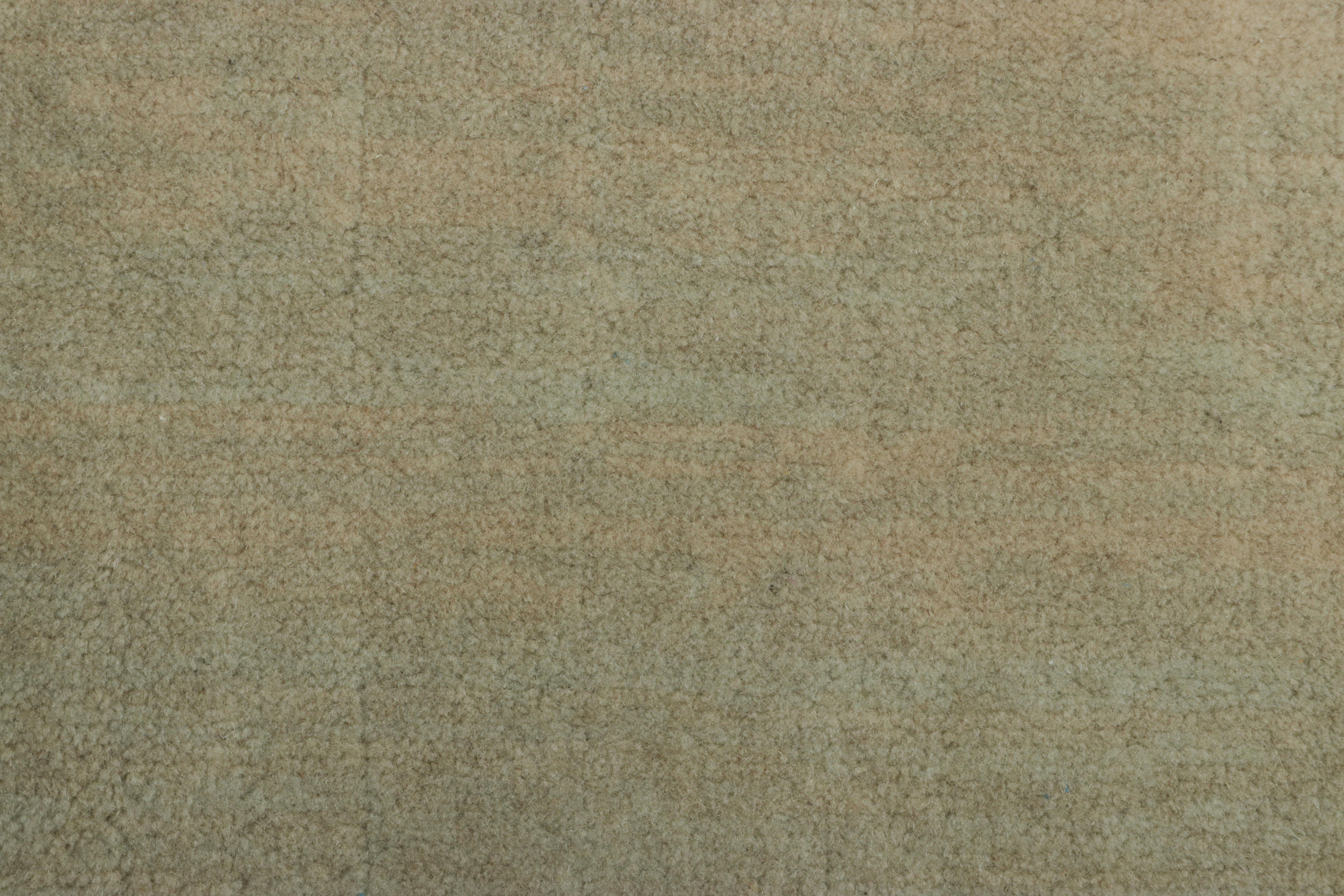 Modern Rug & Kilim’s Contemporary Textural Solid Rug in Green, Blue & Cream with Striae For Sale