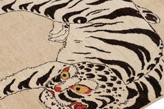 Rug & Kilim’s Contemporary Tiger Pictorial Rug in Beige-Cream and Black Tones