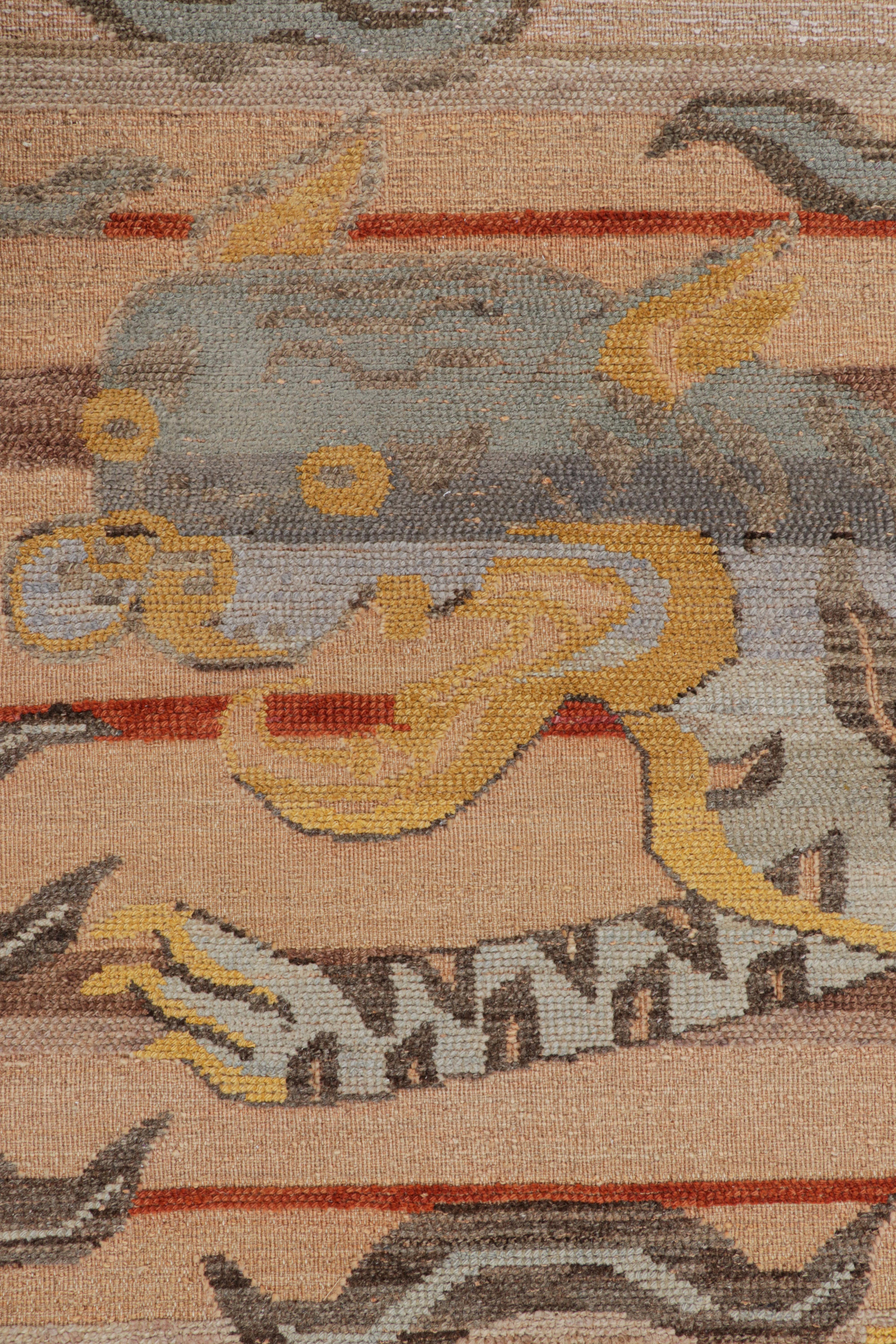Modern Rug & Kilim’s Contemporary Tiger Pictorial Rug in Brown, Rust and Gray Tones For Sale