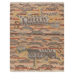 Rug & Kilim's Contemporary Tiger Pictorial Rug in Brown, Rust and Gray Tones (Tapis pictural contemporain en forme de tigre dans les tons de Brown, de rouille et de gris)