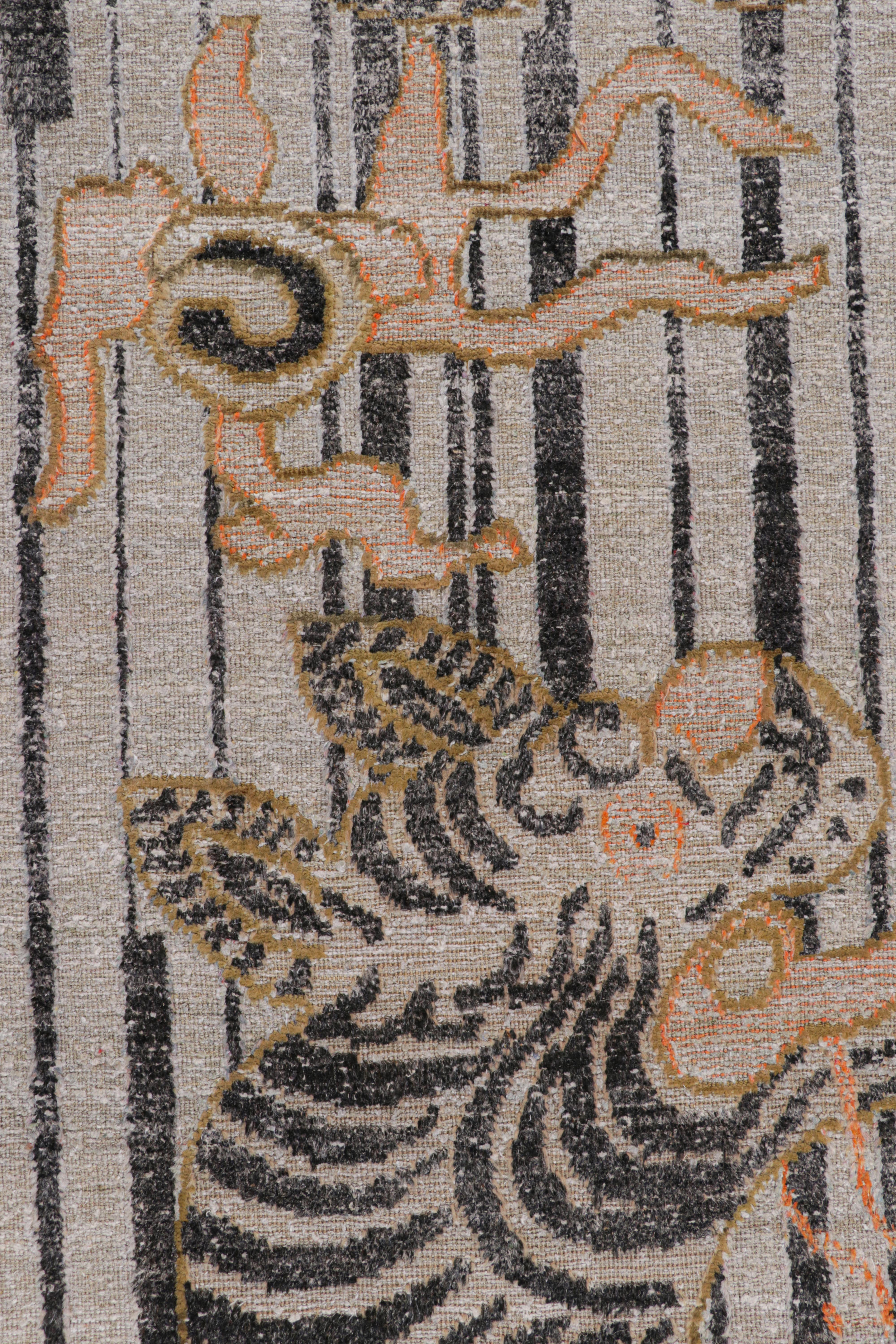 Alfombra Pictórica Tigre Contemporánea de Rug & Kilim en tonos gris, óxido y negro Moderno en venta