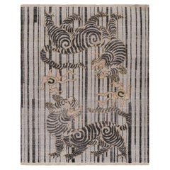Tapis Contemporary Tiger Pictorial Rug & Kilim dans les tons gris, rouille et noir