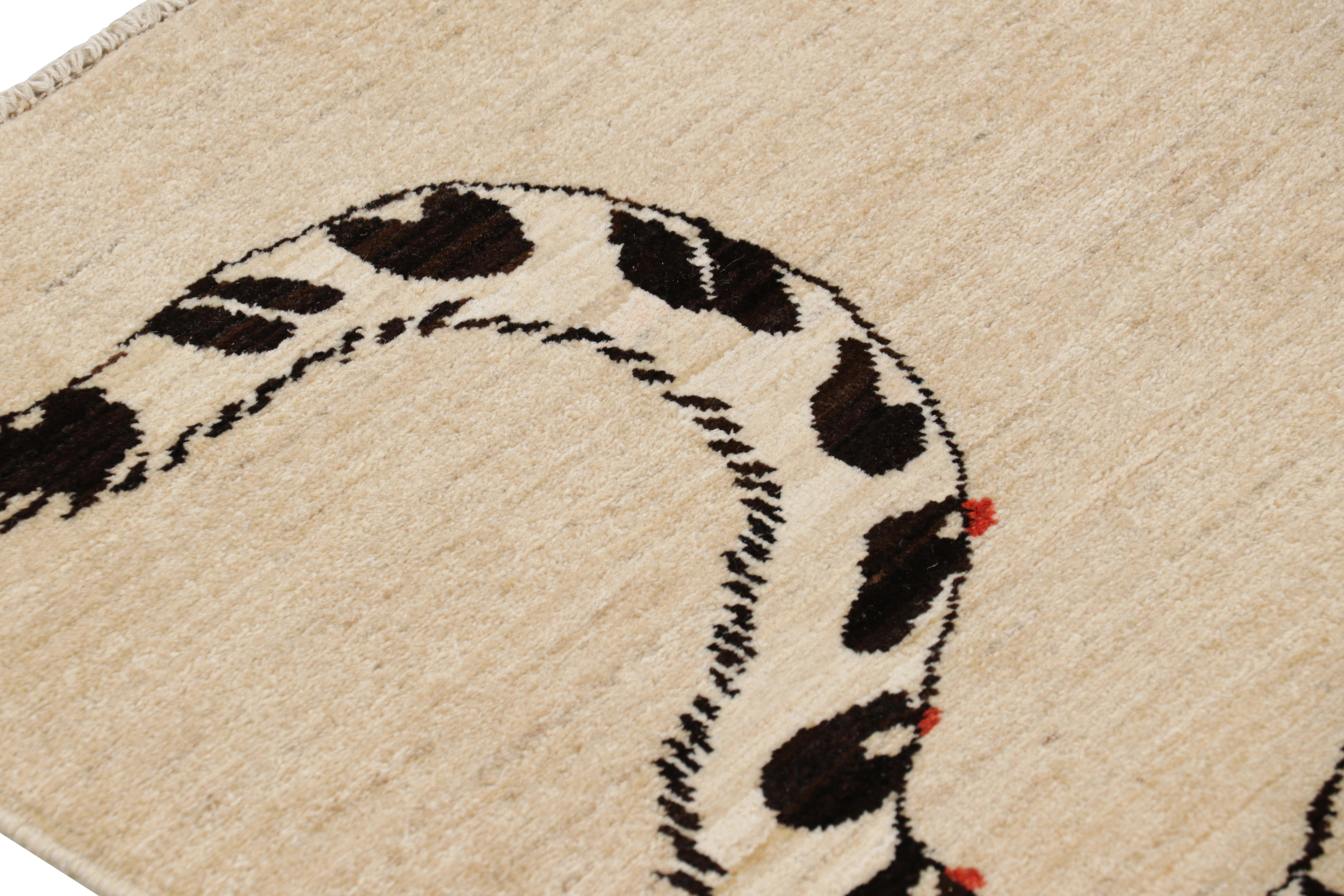 Rug & Kilim’s Contemporary Tiger Pictorial Rug in White and Black Tones In New Condition For Sale In Long Island City, NY