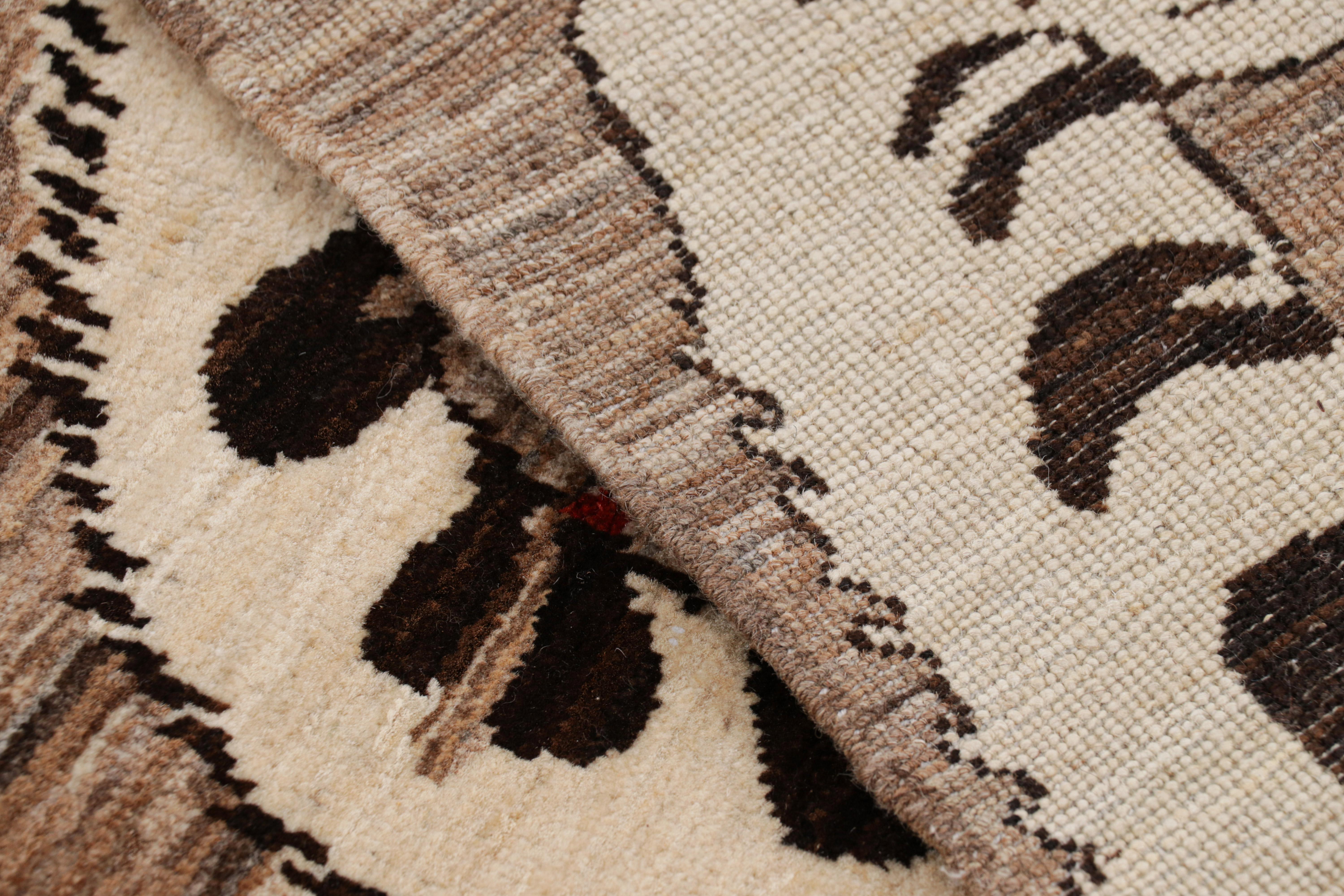 Wool Rug & Kilim’s Contemporary Tiger Pictorial Rug in White and Black Tones For Sale