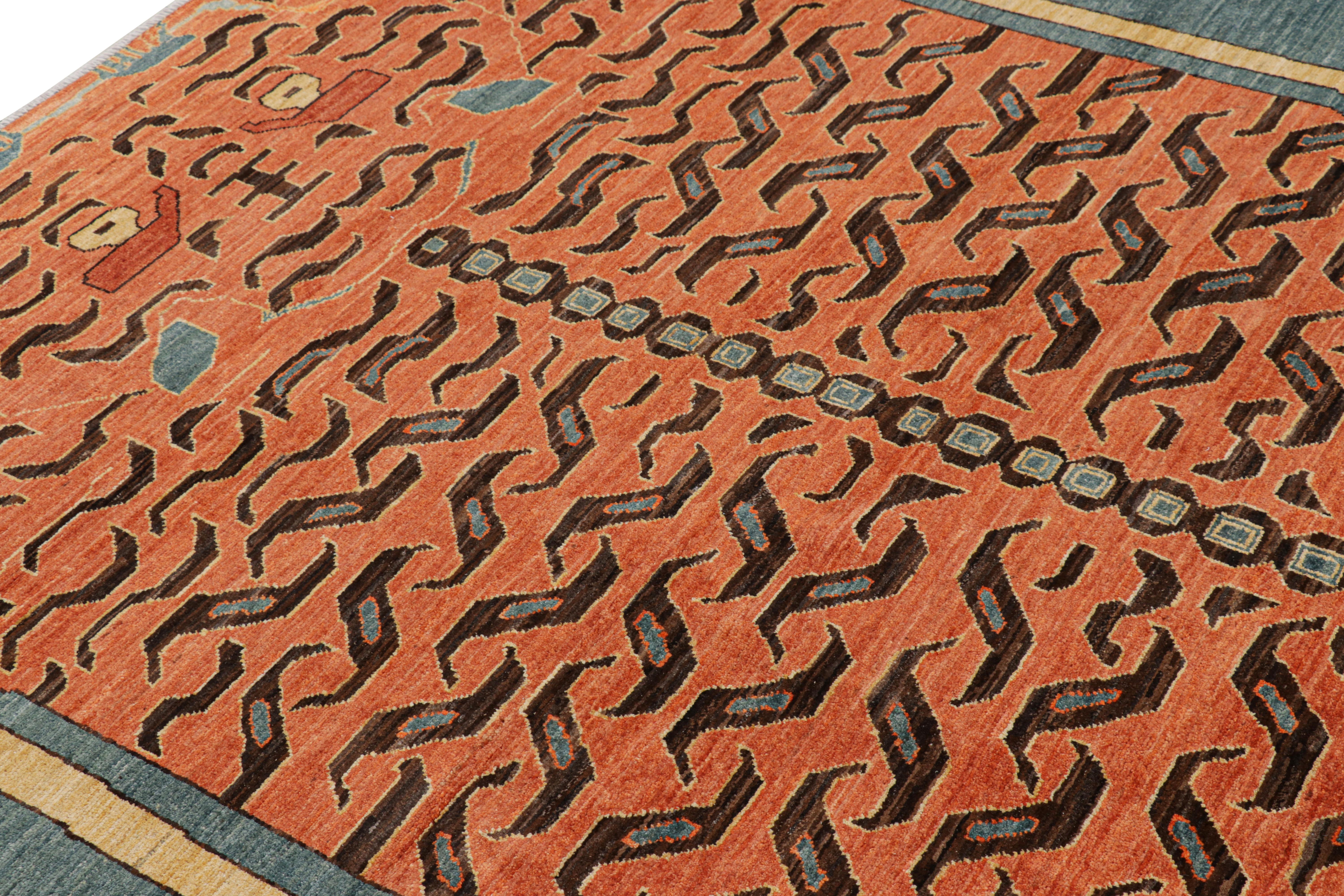 Hand-knotted in wool, this 6x9 modern tiger pictorial rug is a bold addition to the Rug & Kilim exclusive Tiger line.  

On the Design: 

An exemplary drawing with pictorial representation enjoying a subtle pelt pattern in striated blue, brown and