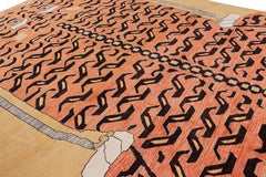 Rug & Kilim’s Contemporary Tiger Rug in Gold with Brown and Orange Pictorial