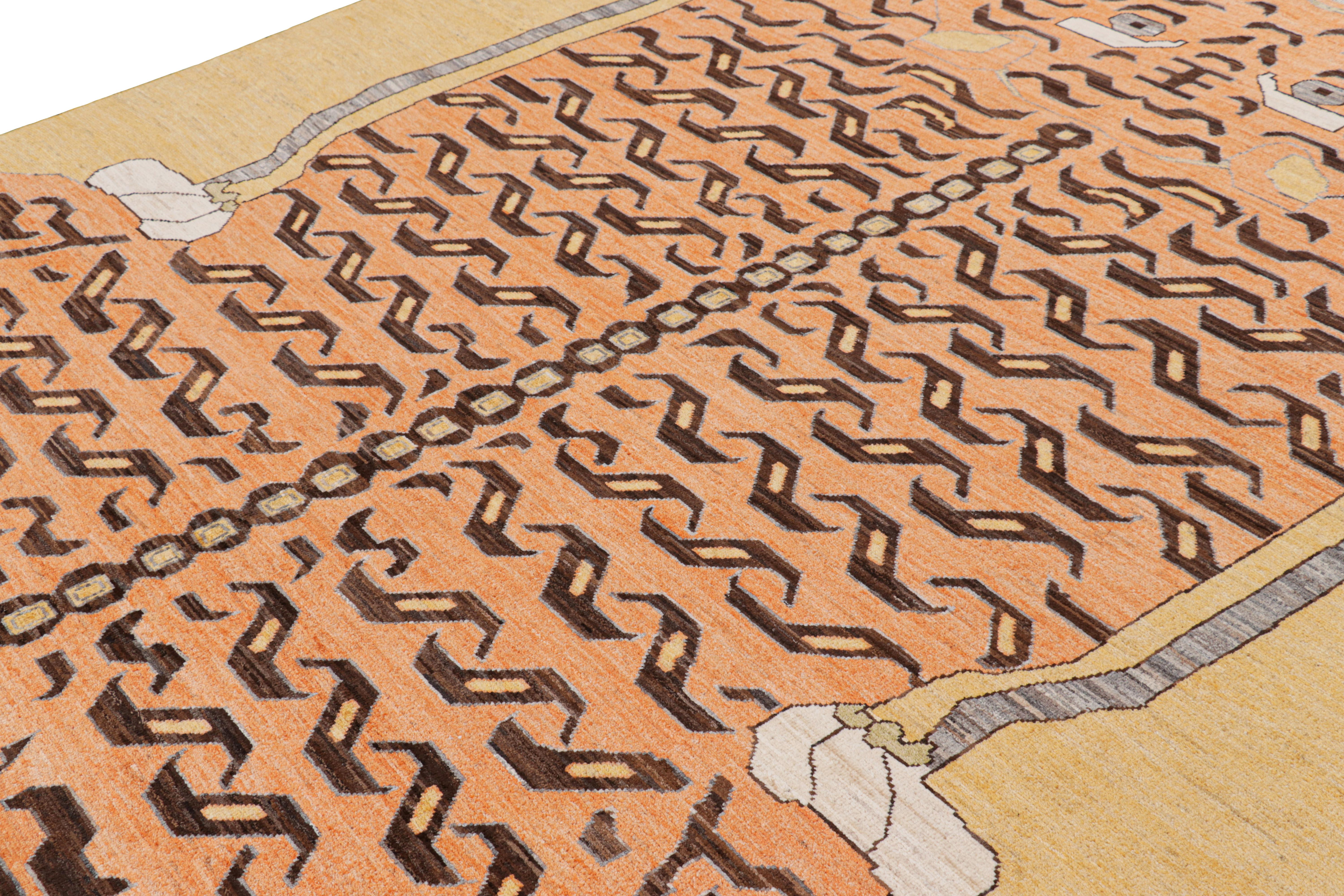 Annodato a mano in lana, questo tappeto moderno 8x10 con immagini di tigri è un'aggiunta audace alla linea esclusiva Rug & Kilim Tiger.  

Sul design: 

Un disegno esemplare con una rappresentazione pittorica che si diverte con un sottile motivo di