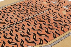 Rug & Kilim’s Contemporary Tiger Rug in Gold with Brown and Orange Pictorial