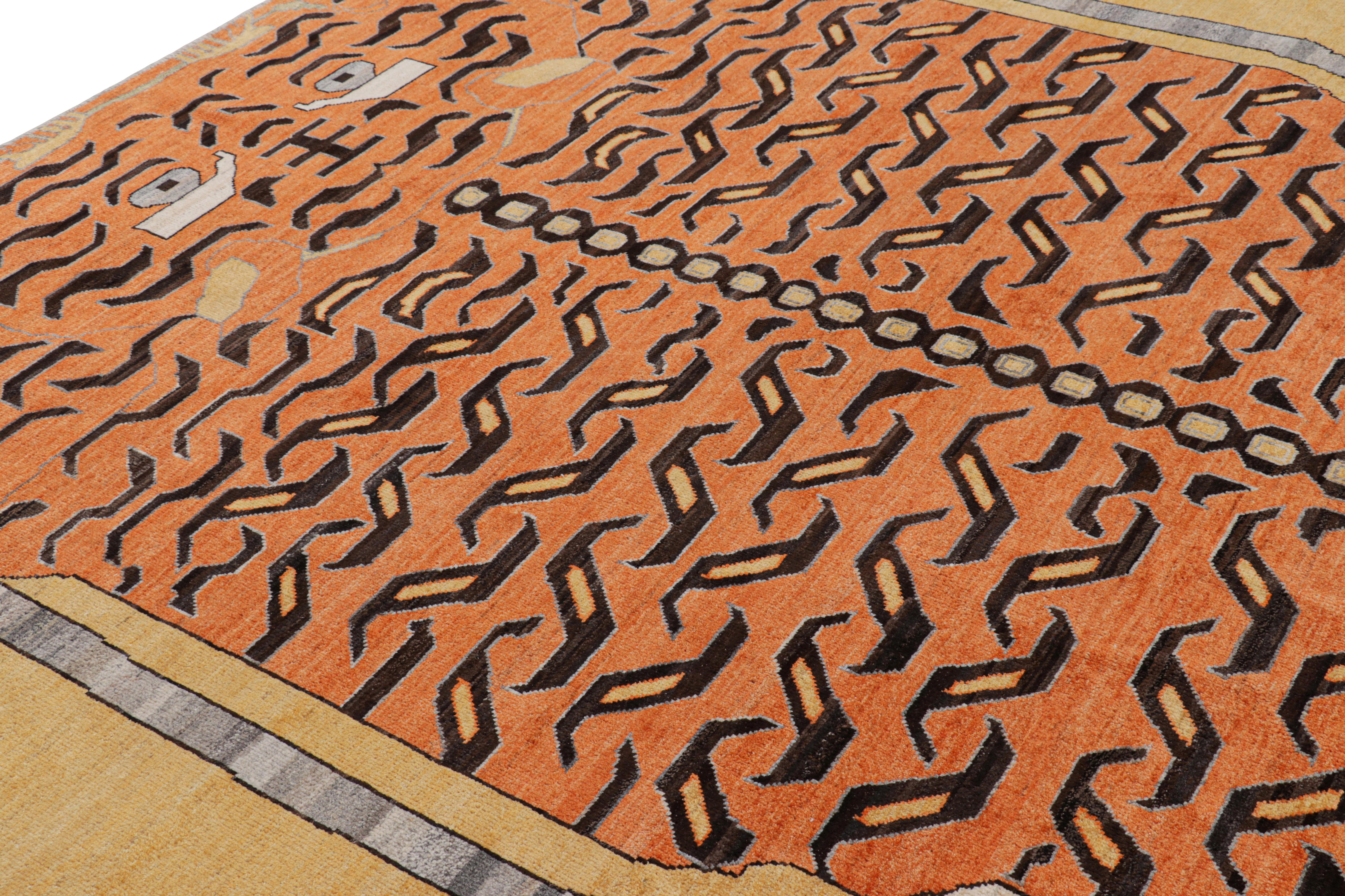 Annodato a mano in lana, questo tappeto moderno 9x12 con immagini di tigri è un'aggiunta audace alla linea esclusiva Rug & Kilim Tiger.  

Sul design: 

Un disegno esemplare con una rappresentazione pittorica che si diverte con un sottile motivo di