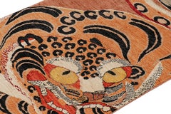 Rug & Kilim's Contemporary Tiger Rug in Red with Black and Orange Pictorial (tapis tigré contemporain en rouge avec pictogramme noir et orange)